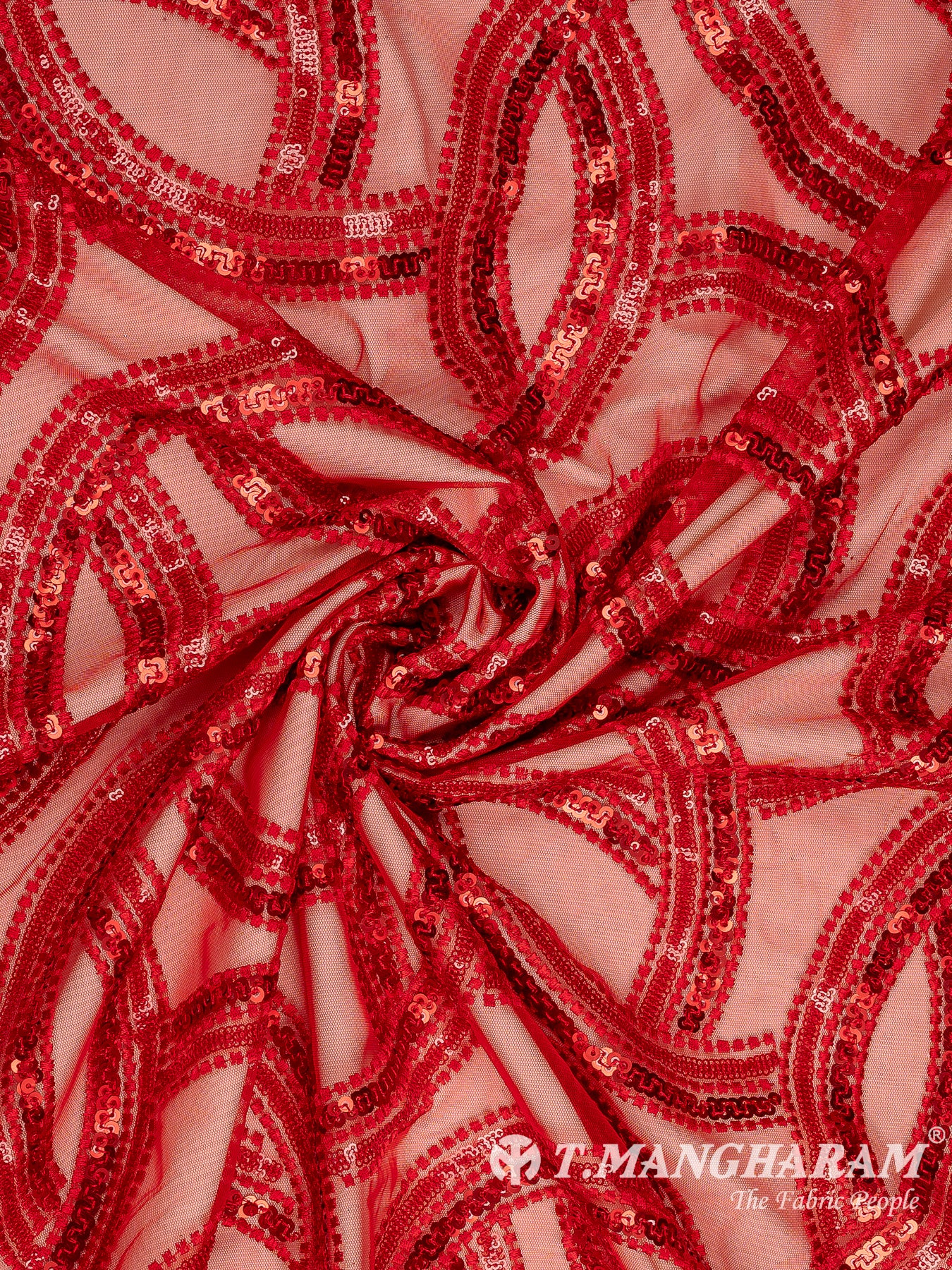 Red Fancy Net Fabric - EC12841