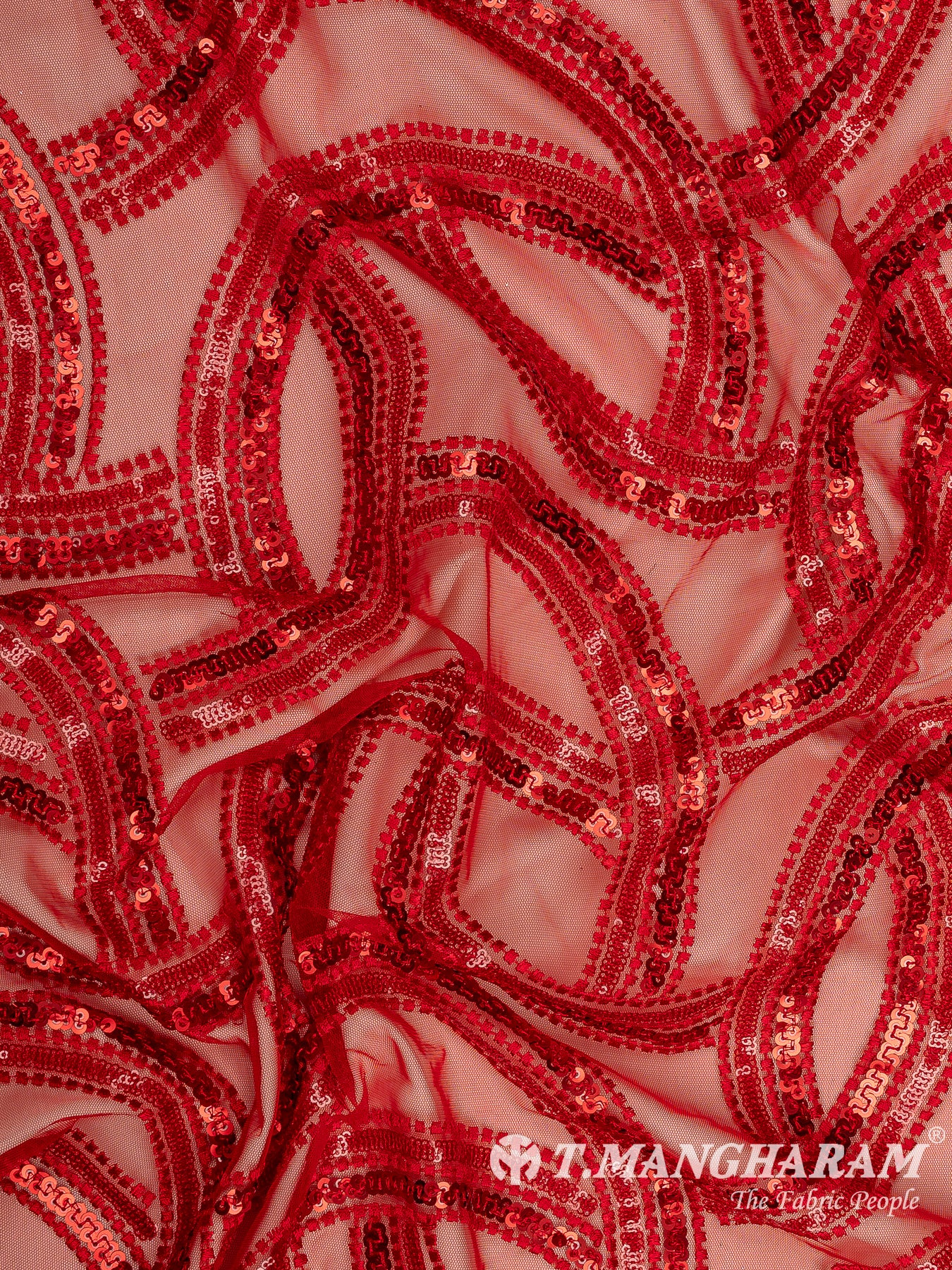 Red Fancy Net Fabric - EC12841
