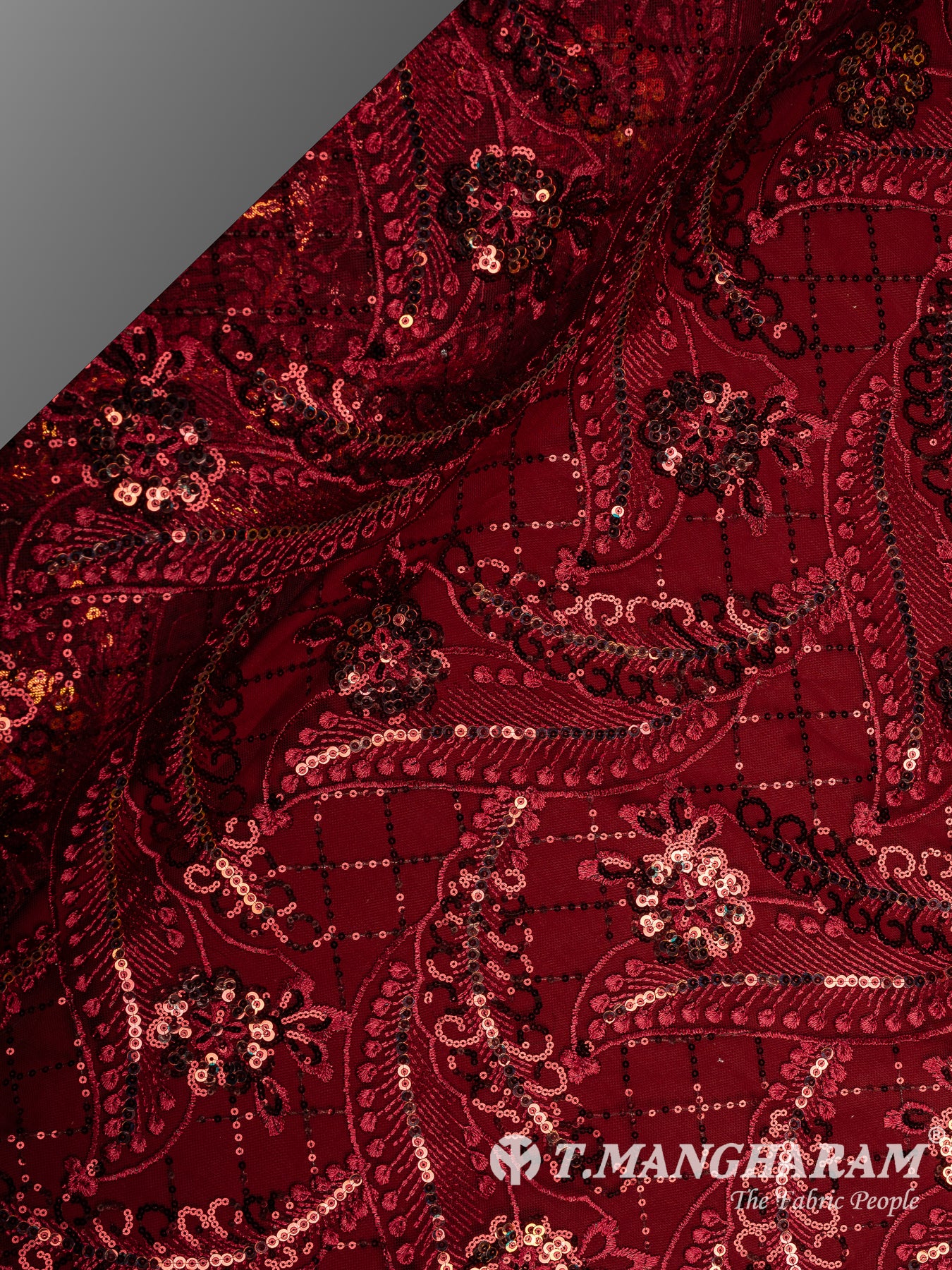 Maroon Fancy Net Fabric - EB9501
