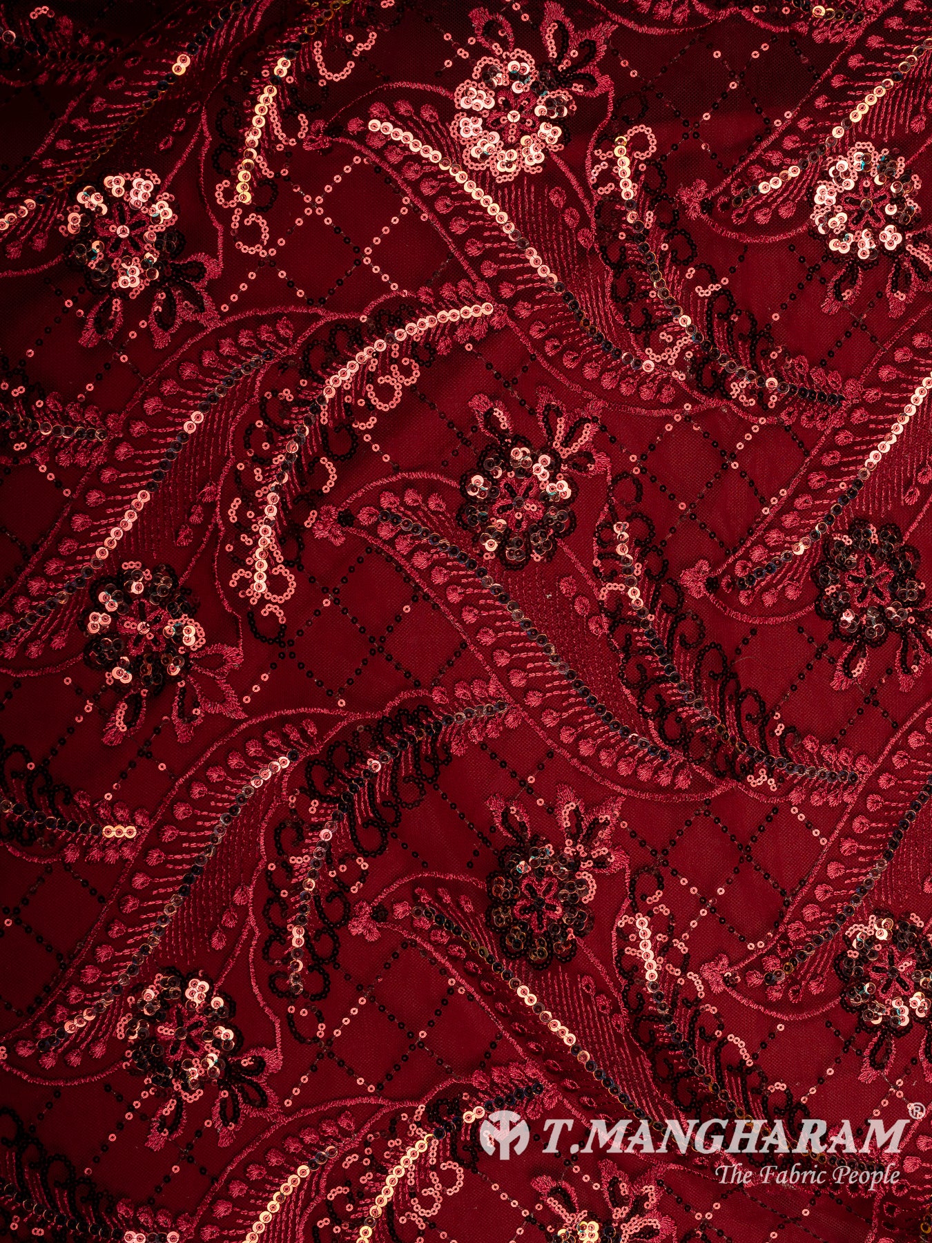 Maroon Fancy Net Fabric - EB9501