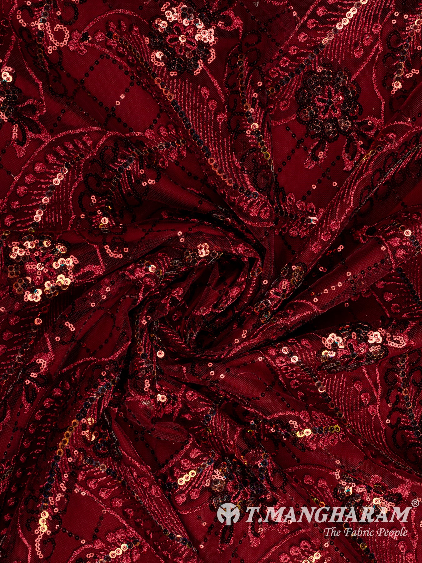 Maroon Fancy Net Fabric - EB9501