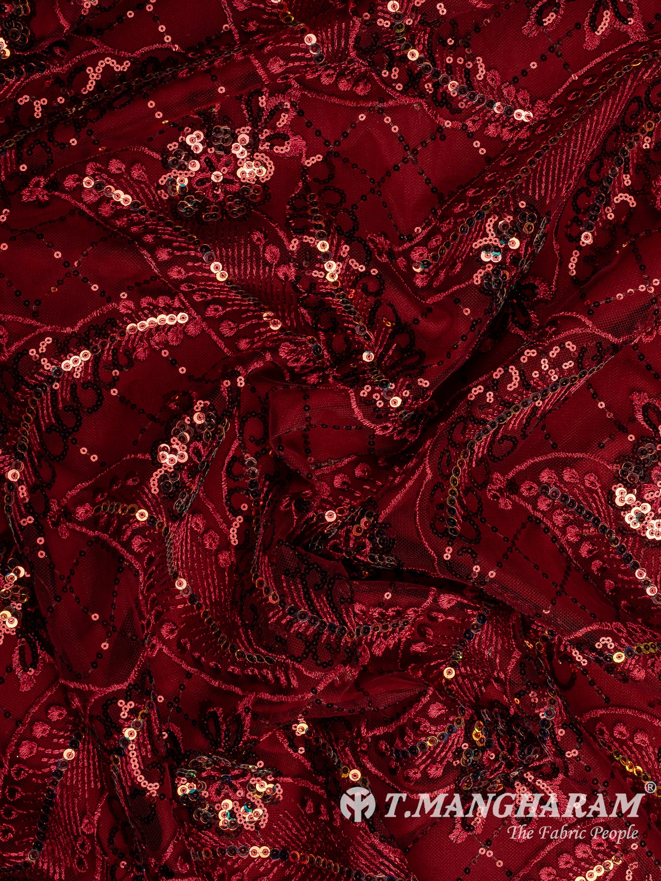 Maroon Fancy Net Fabric - EB9501