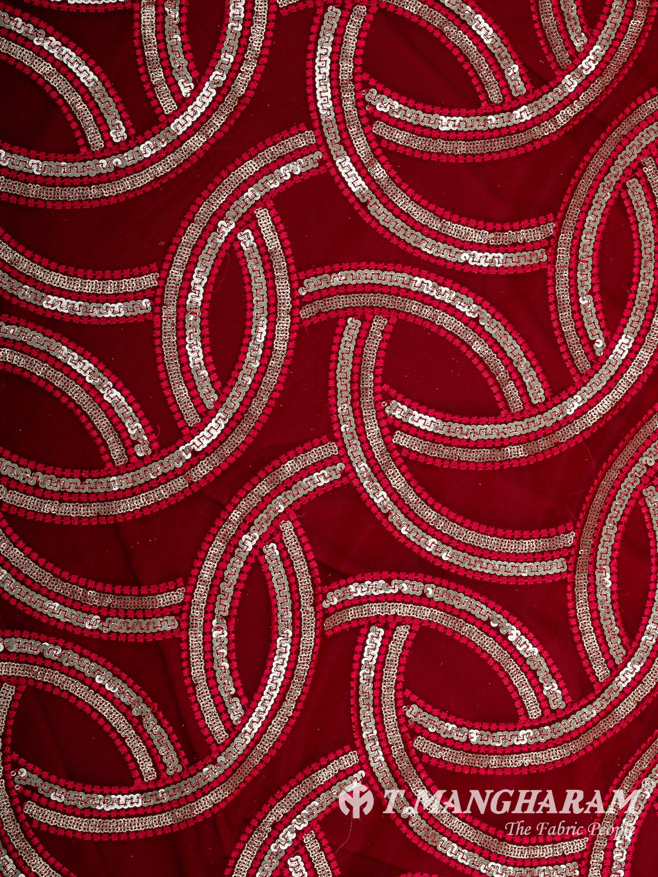 Maroon Fancy Net Fabric - EC12844
