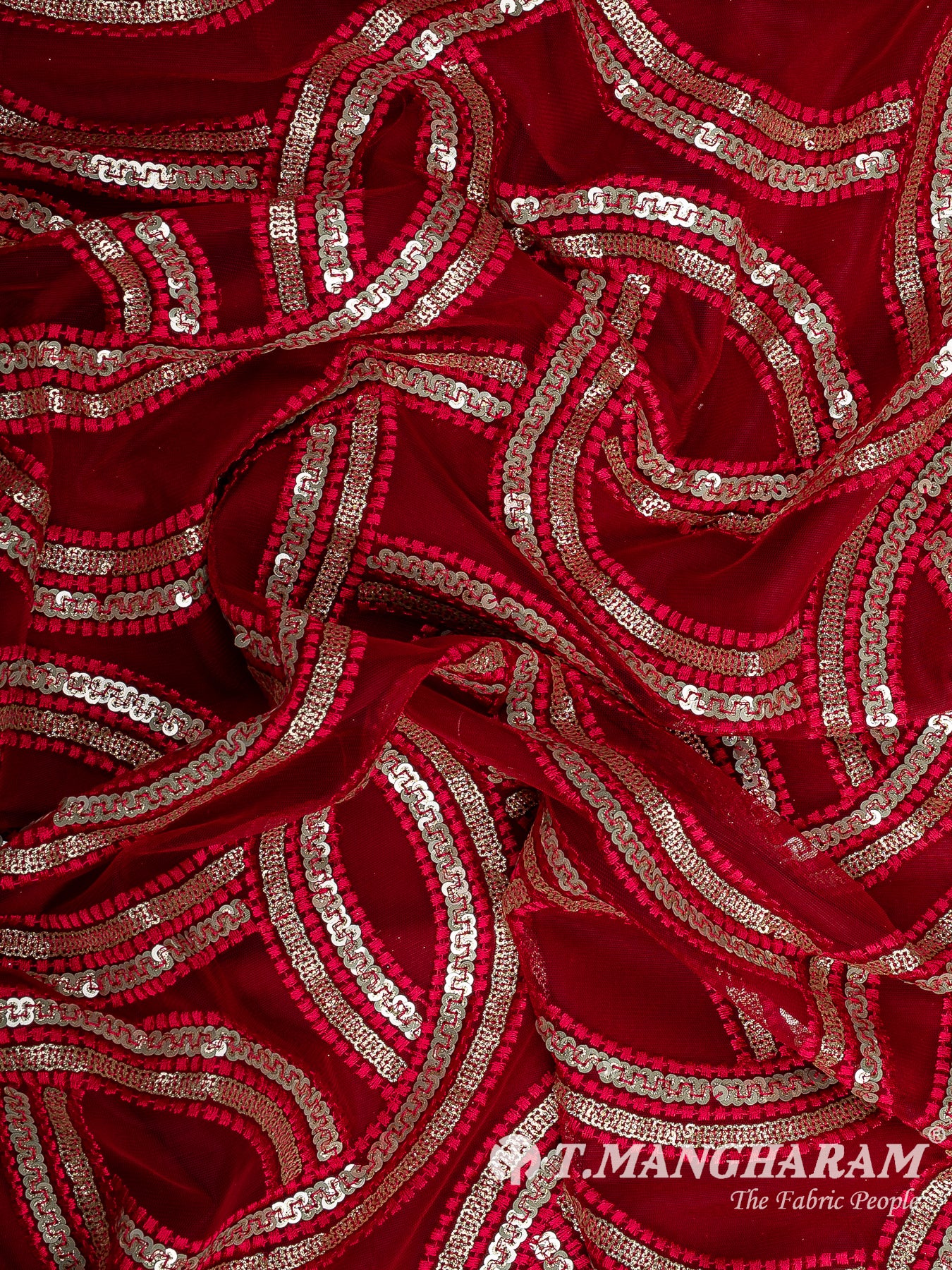 Maroon Fancy Net Fabric - EC12844