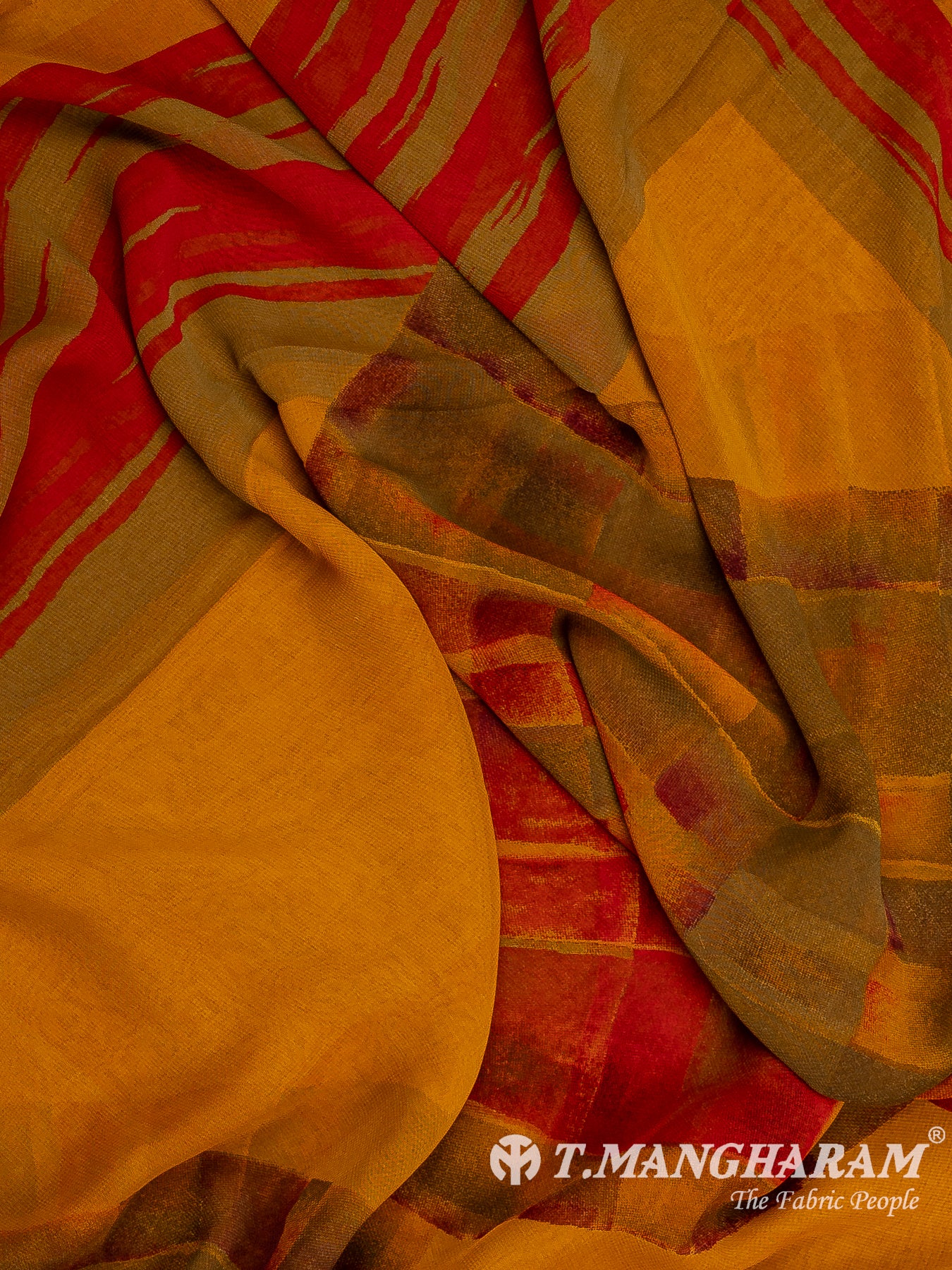 Mustard Yellow Crepe Chudidhar Fabric Set - EF1611