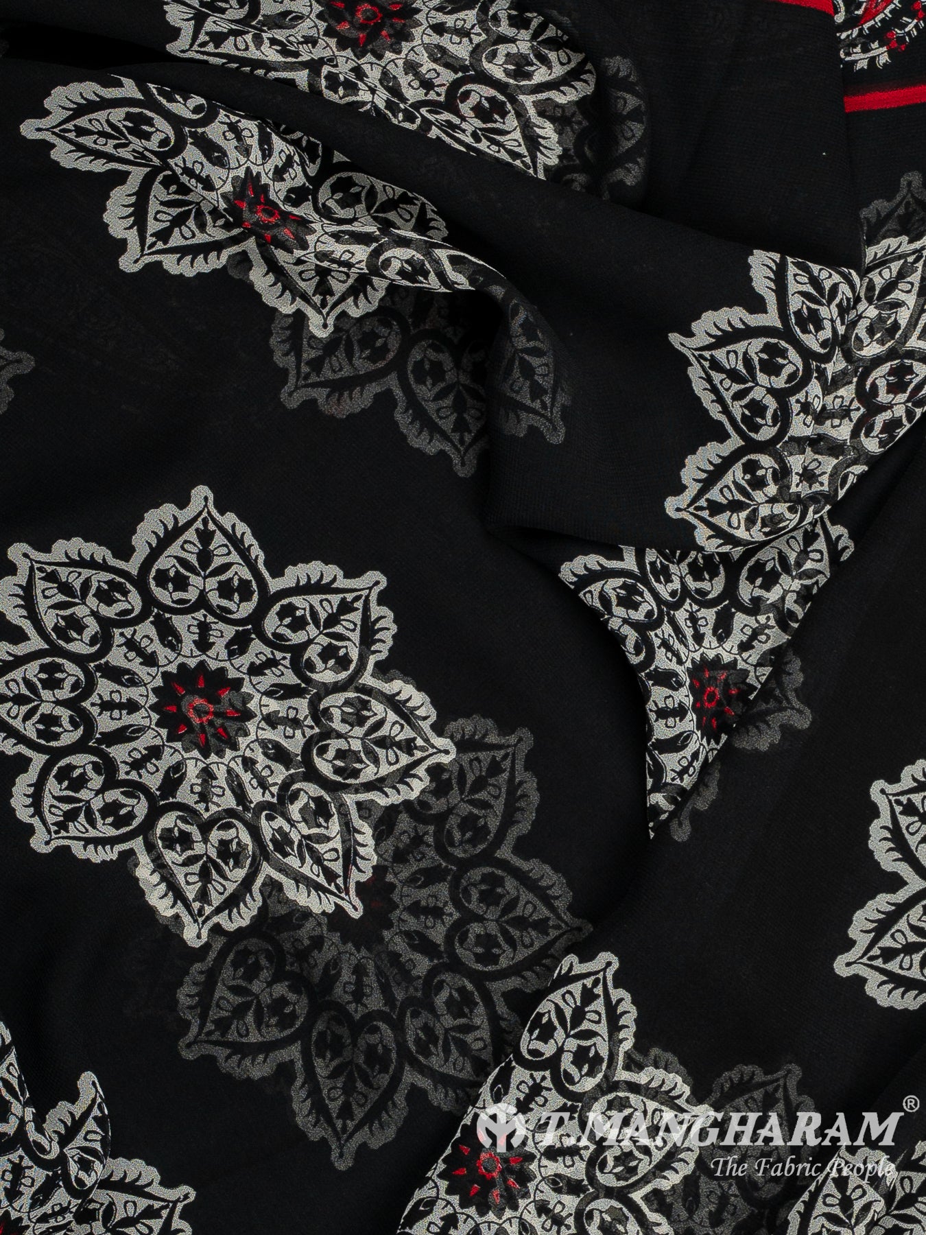 Black Crepe Chudidhar Fabric Set - EF1575