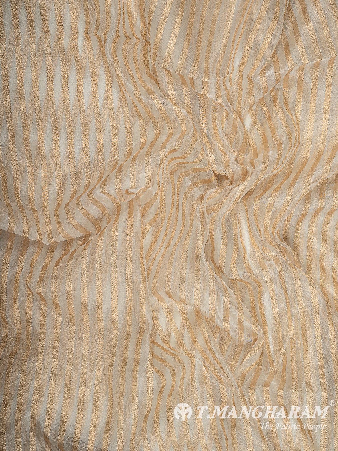 Cream Semi Banaras Fabric - EC13447