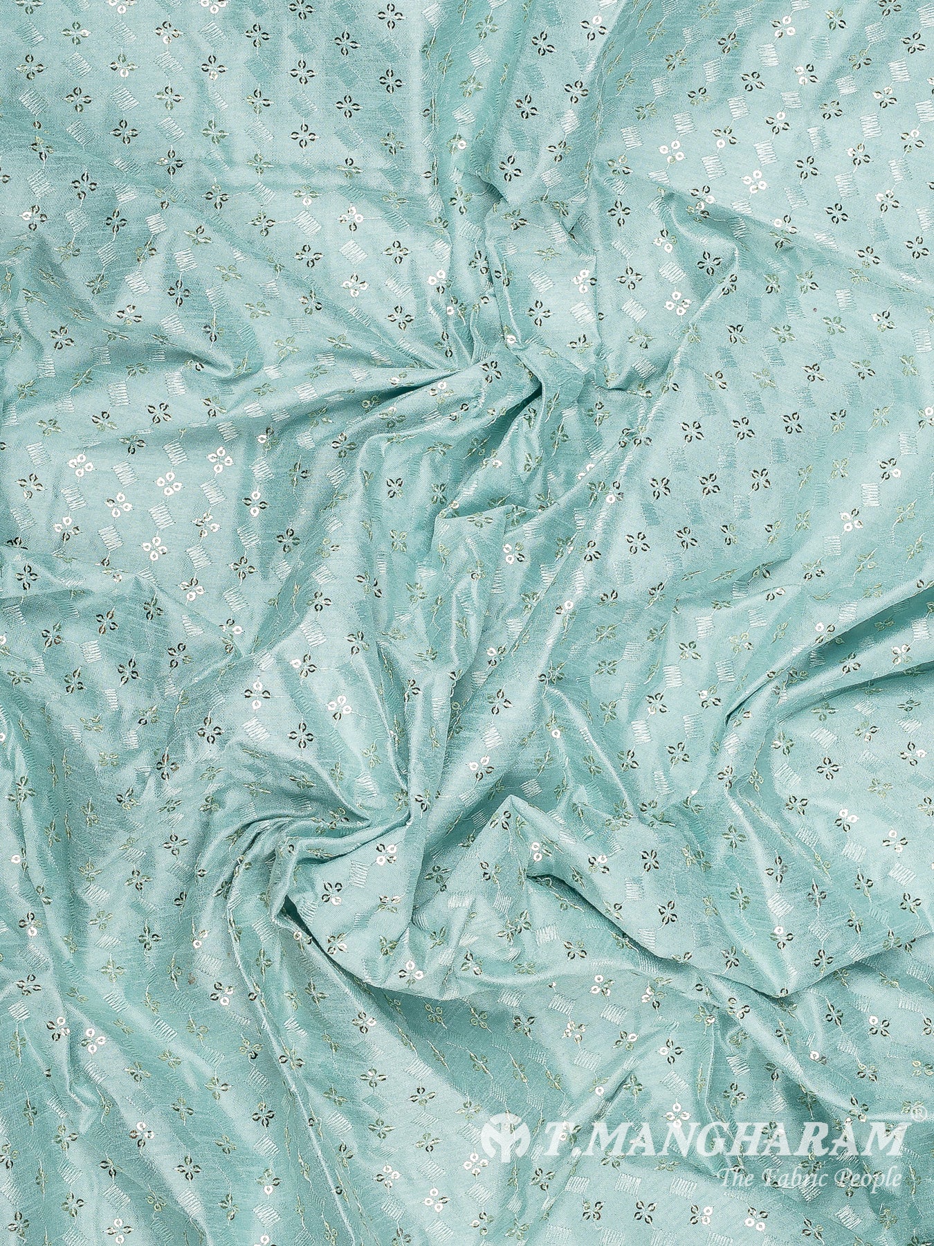 Blue Semi Raw Silk Fabric - EB10011