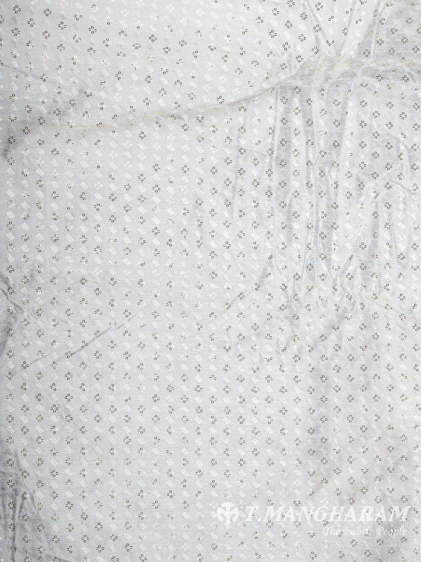 White Semi Raw Silk Fabric - EB10014