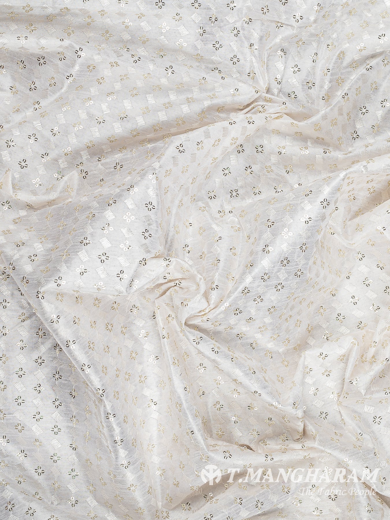 White Semi Raw Silk Fabric - EB10014