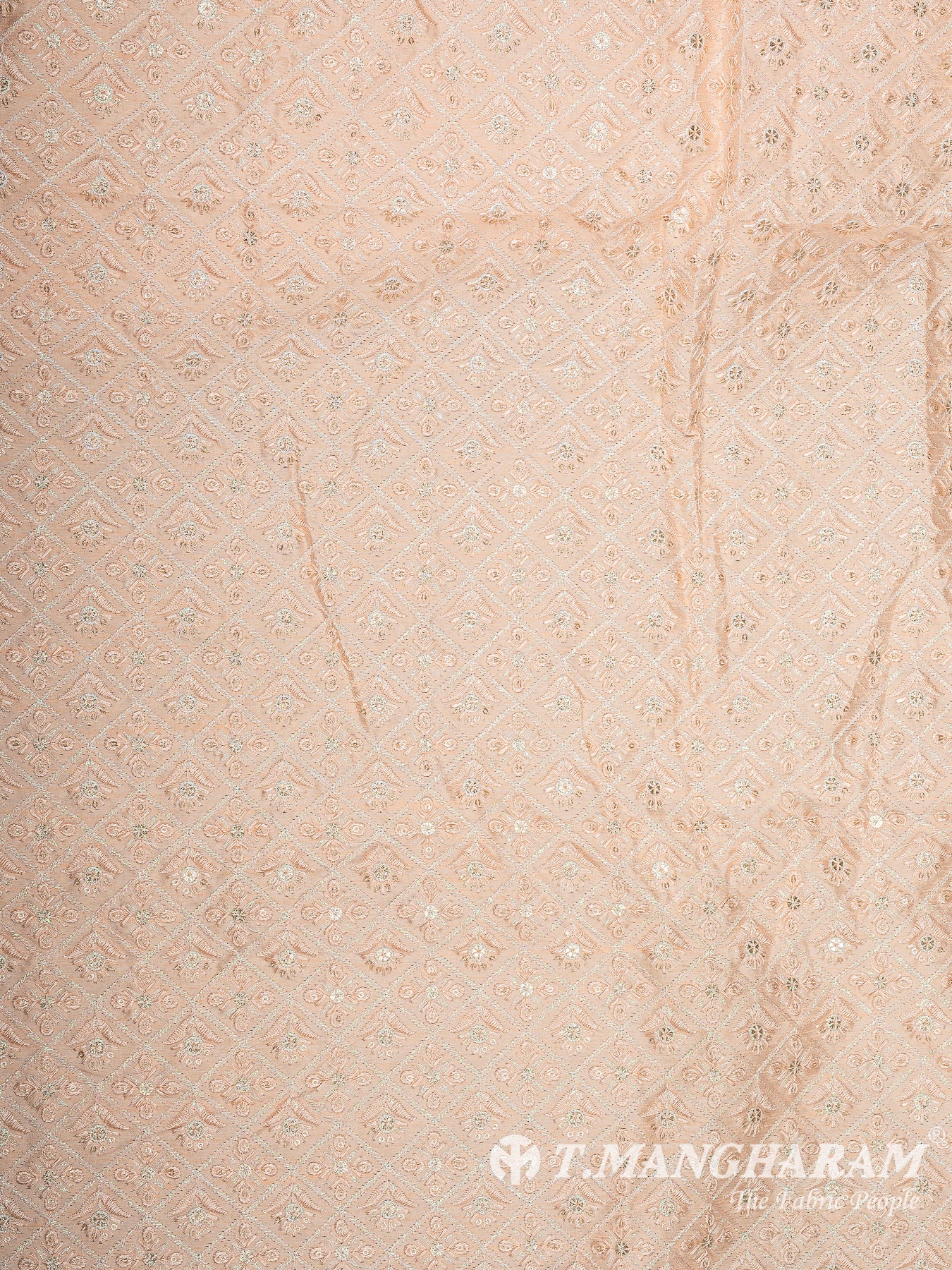 Peach Semi Raw Silk Fabric - EB10010