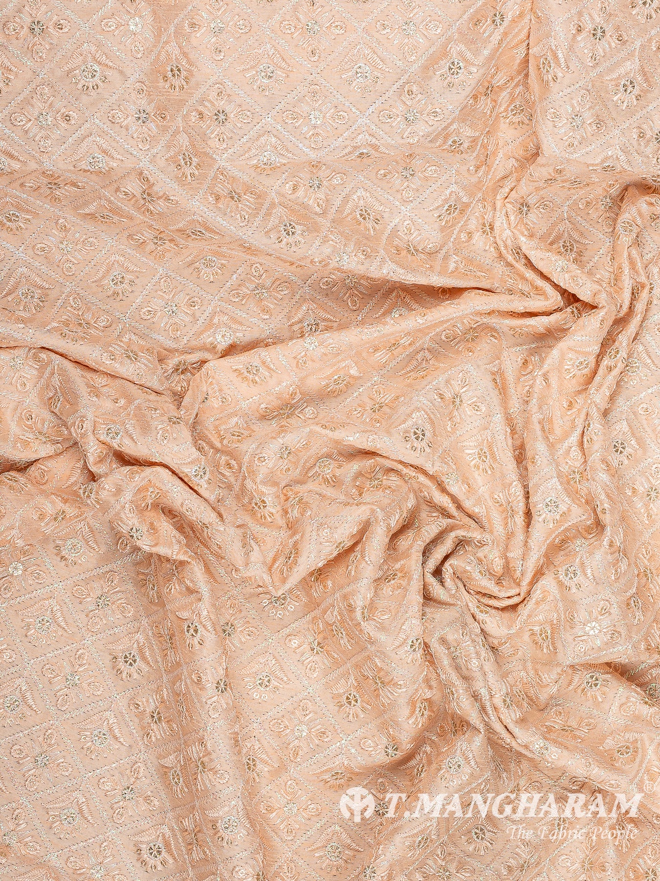 Peach Semi Raw Silk Fabric - EB10010
