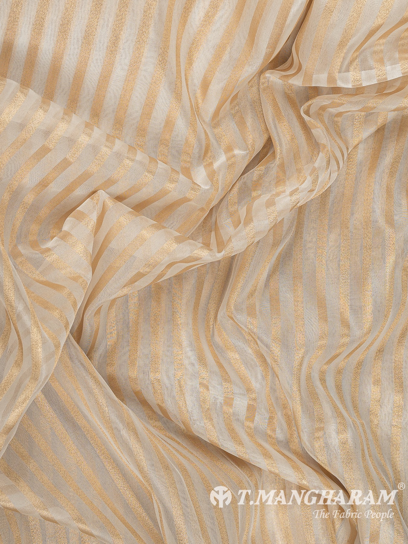 Cream Semi Banaras Fabric - EC13448