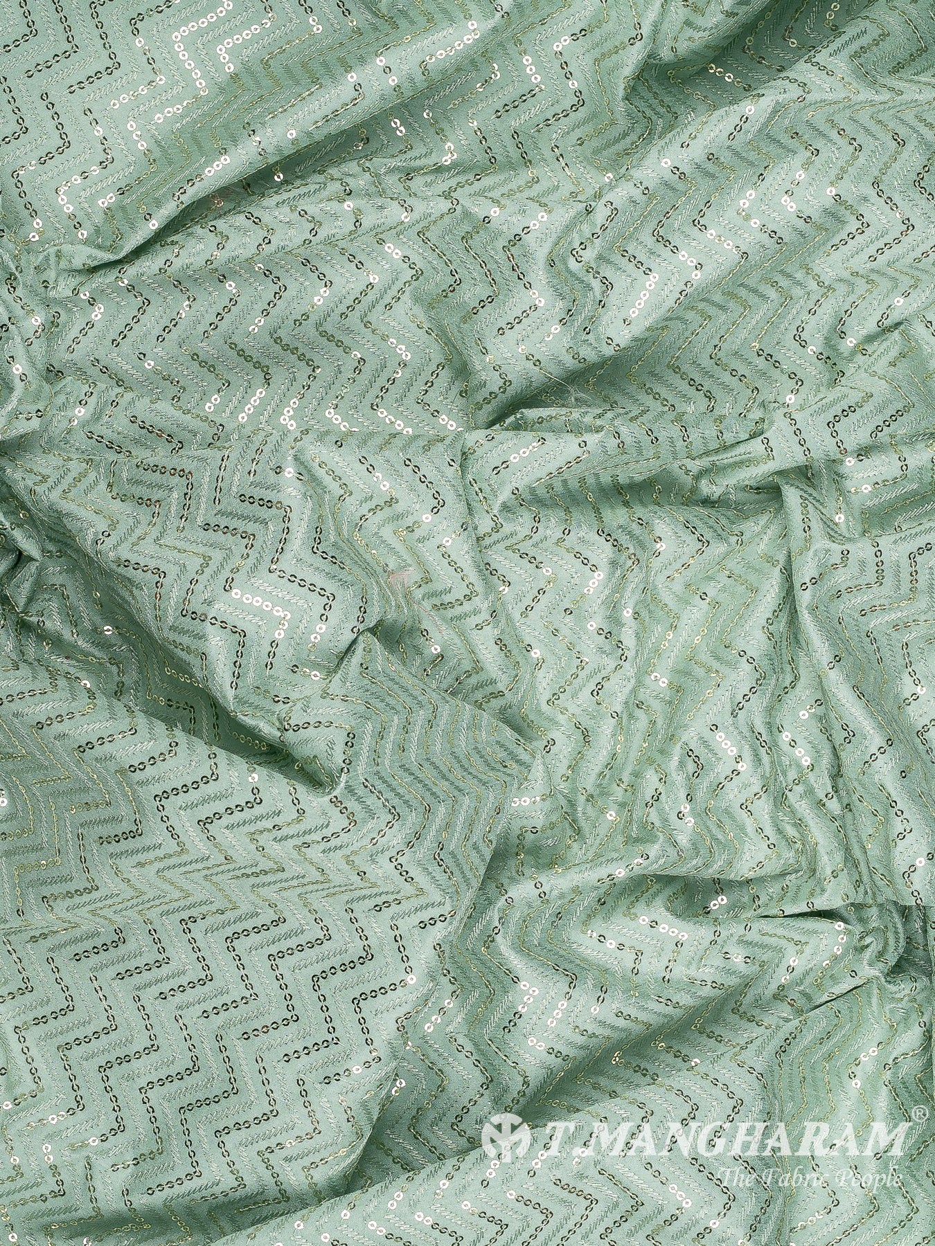 Green Semi Raw Silk Fabric - EB10023