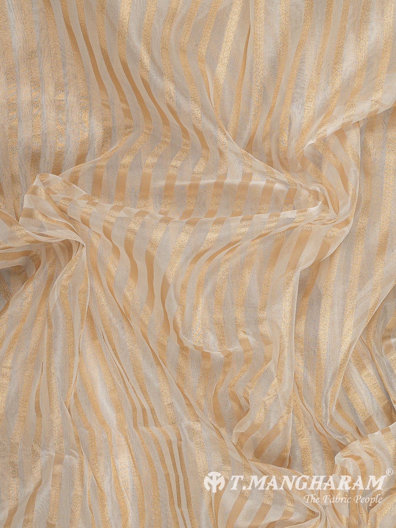 Cream Semi Banaras Fabric - EC13449