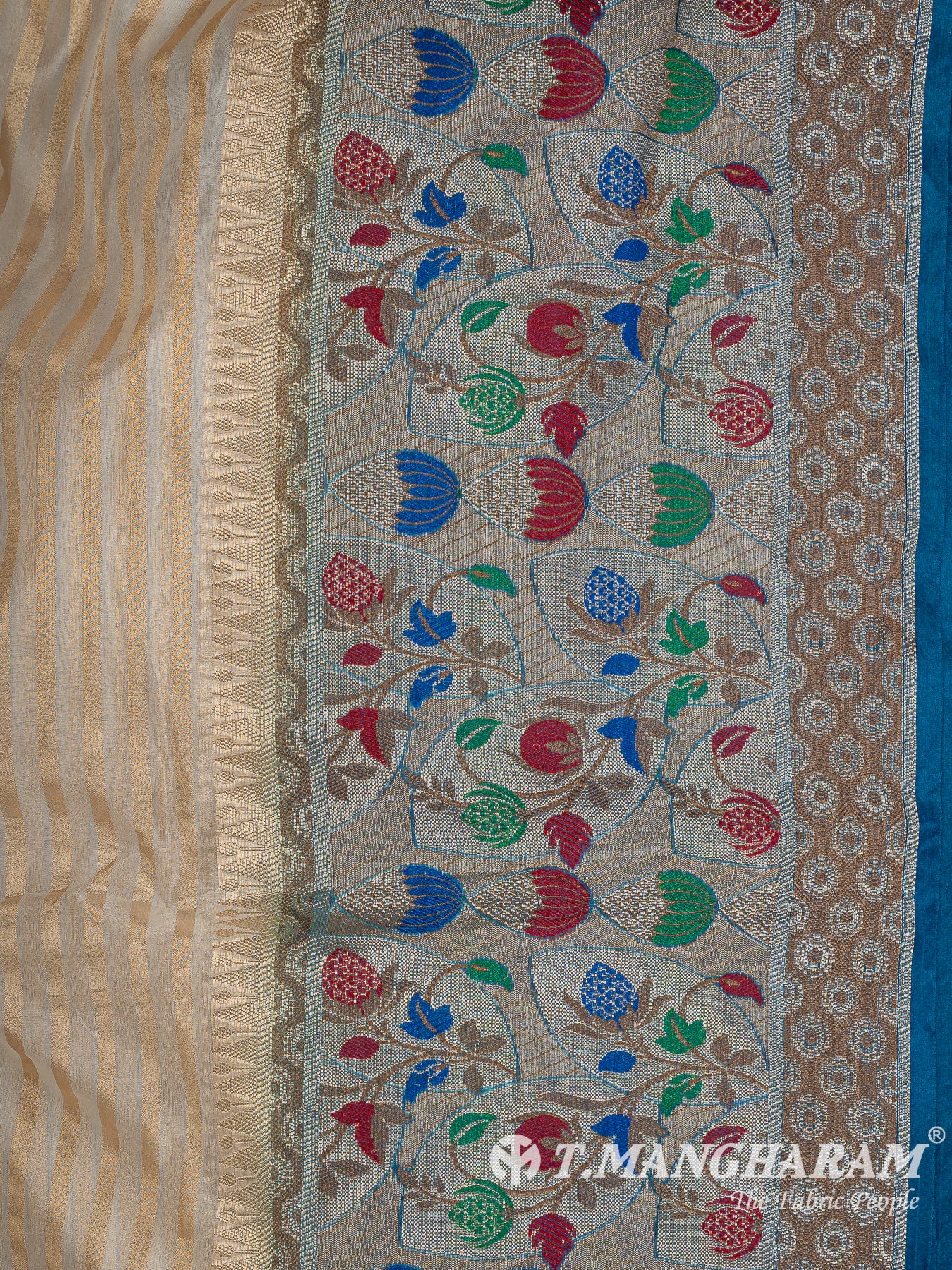Cream Semi Banaras Fabric - EC13449