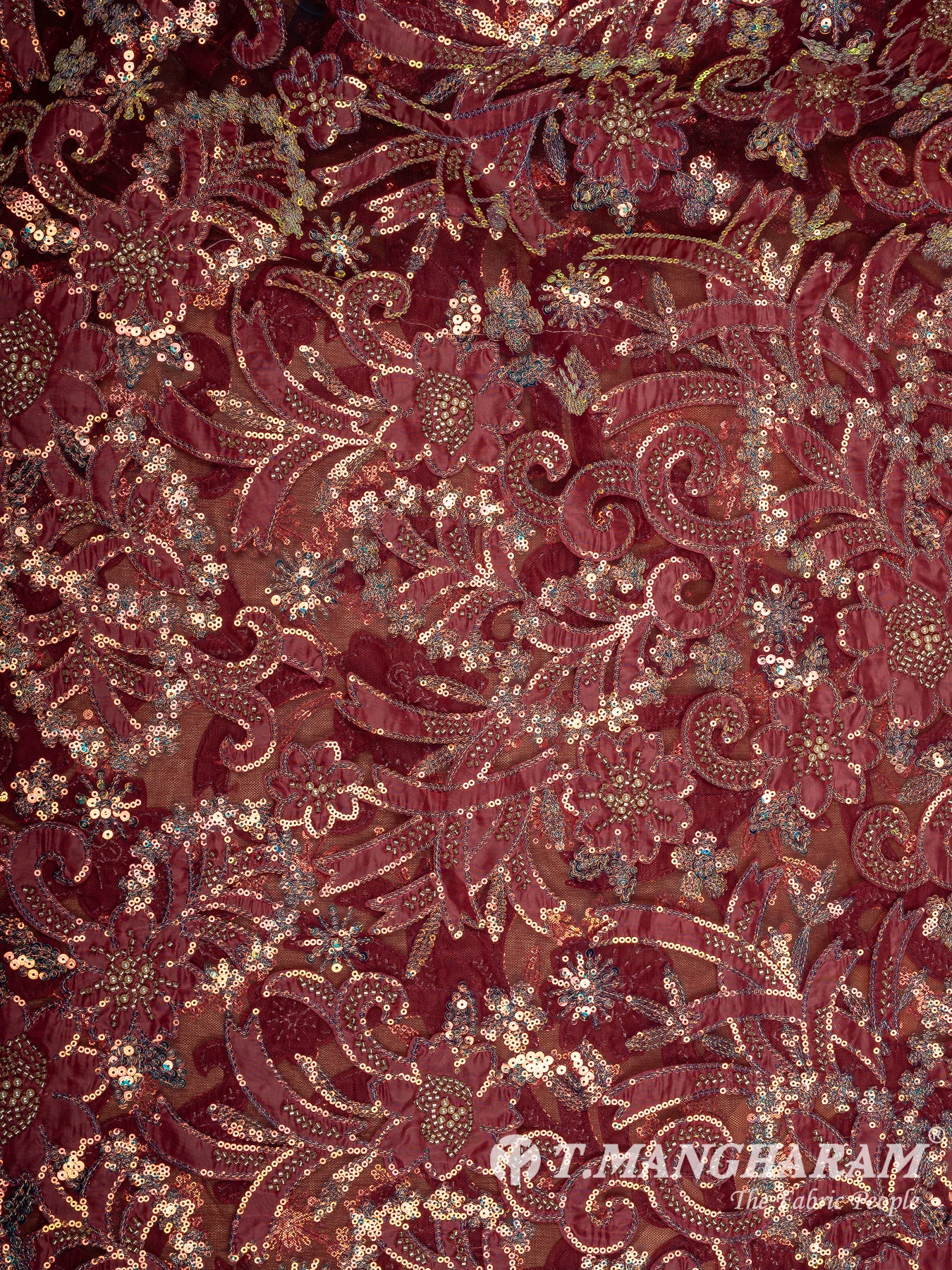 Maroon Fancy Net Fabric - EB10026