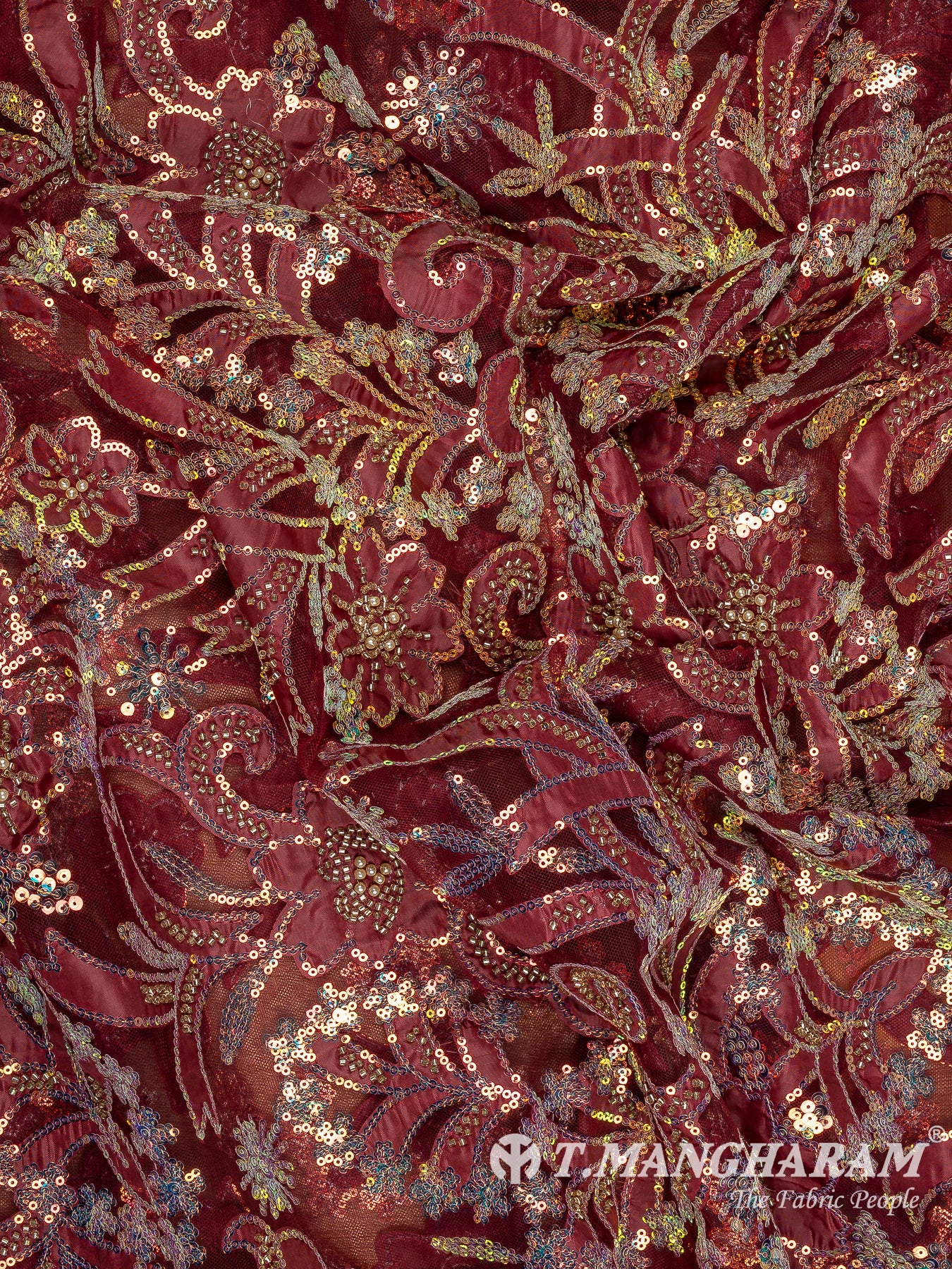 Maroon Fancy Net Fabric - EB10026