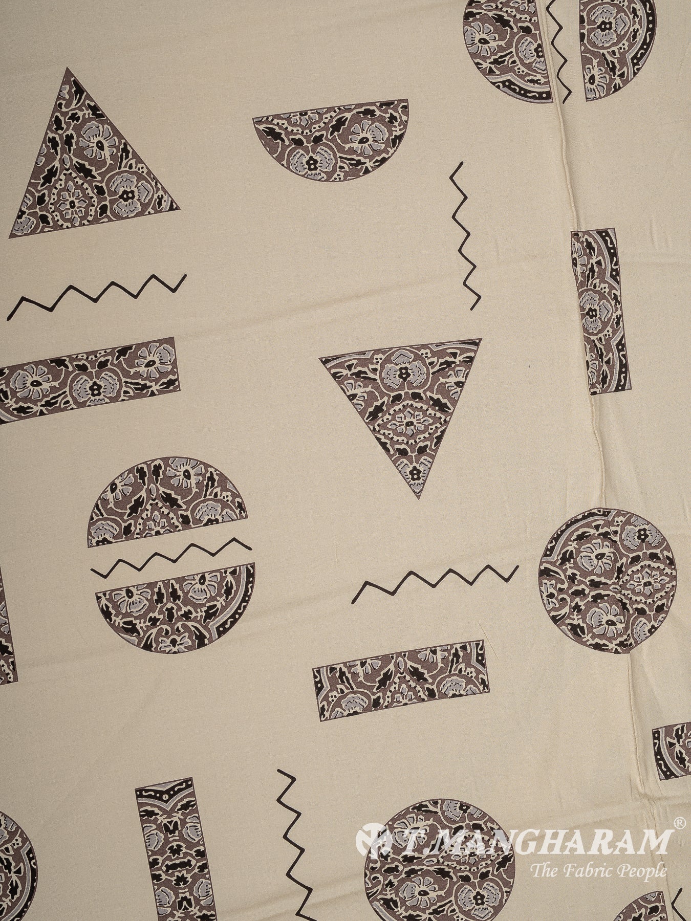 Cream Rayon Cotton Fabric - EC13575