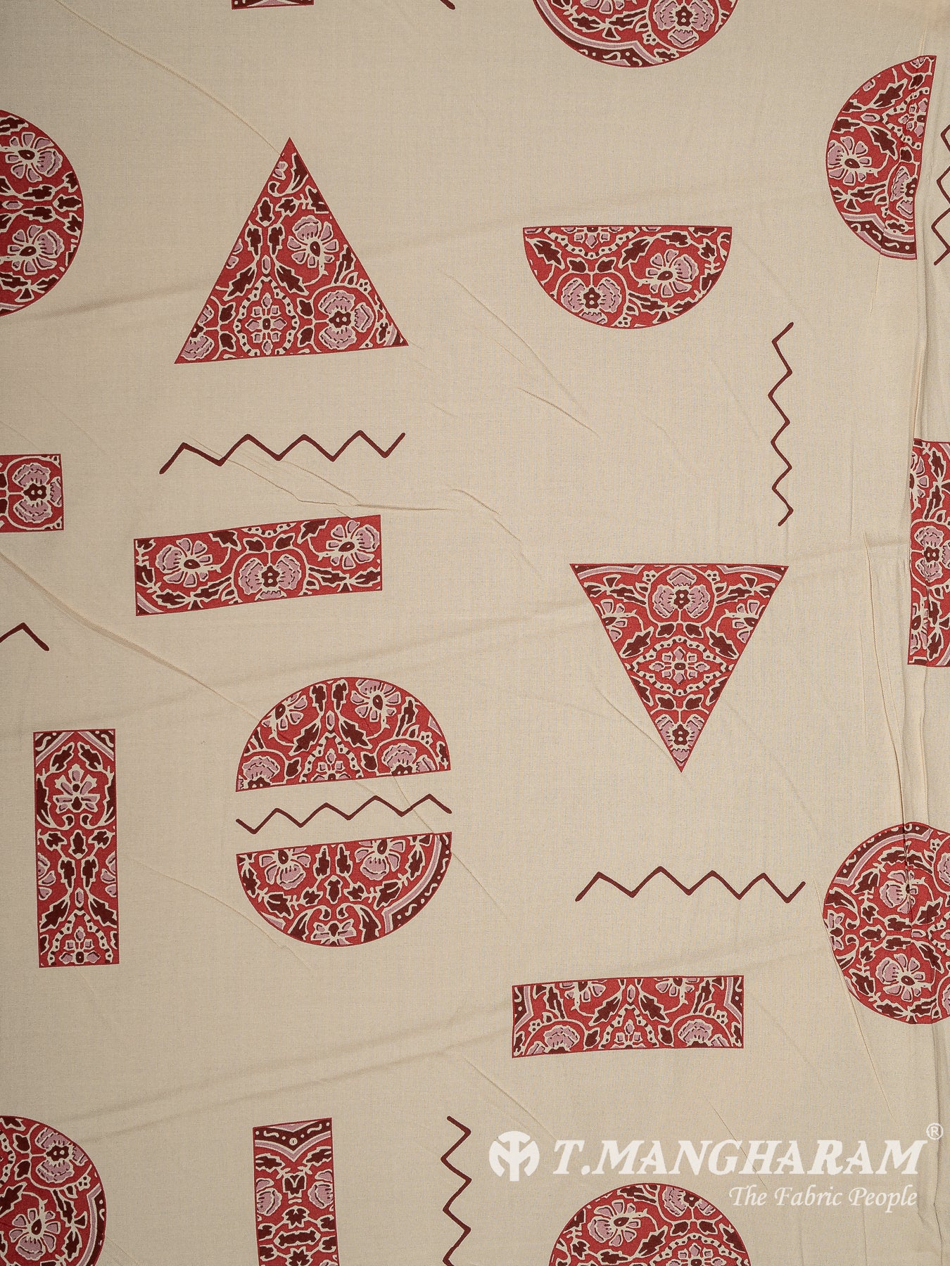 Cream Rayon Cotton Fabric - EC13576