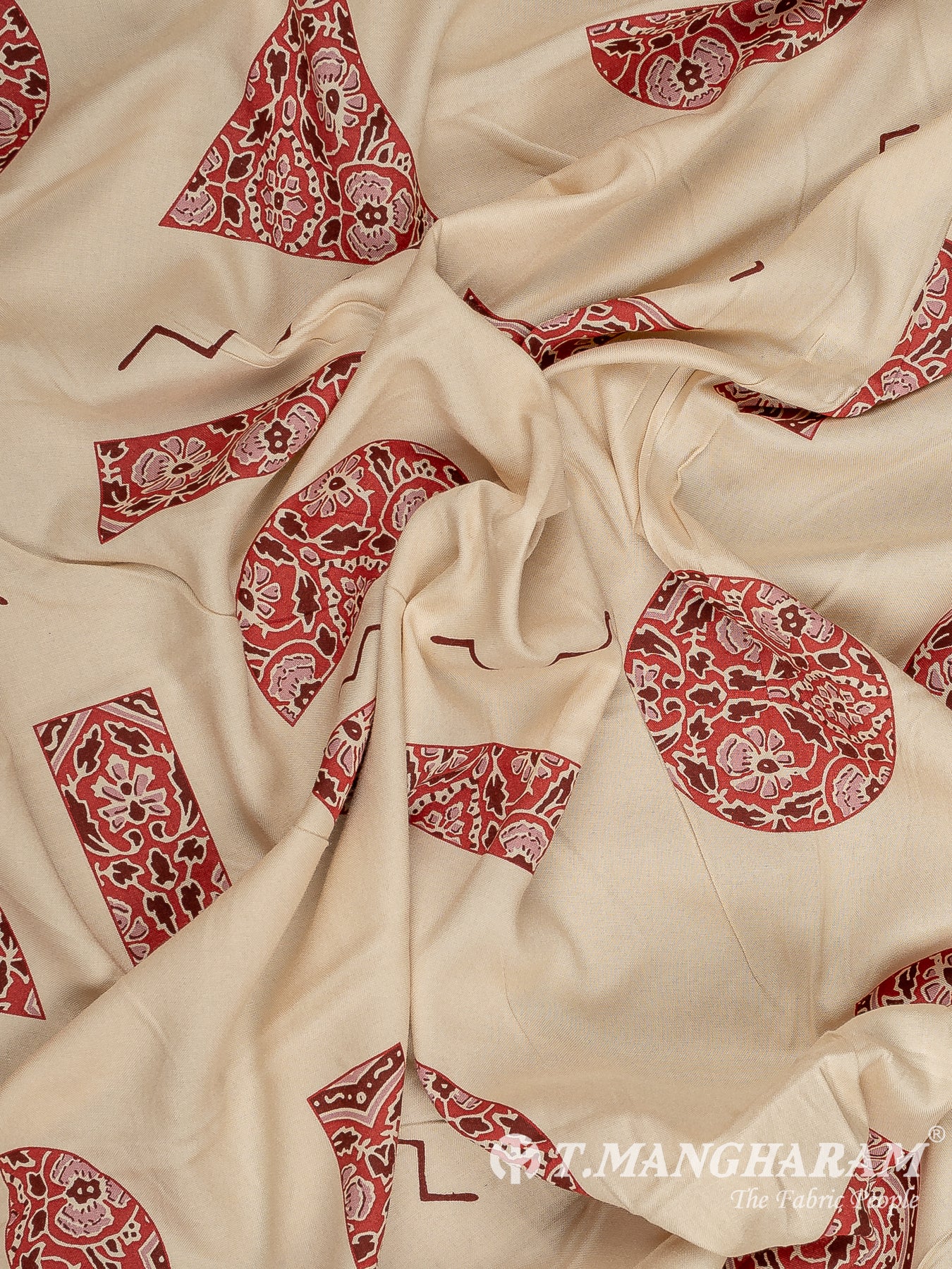 Cream Rayon Cotton Fabric - EC13576