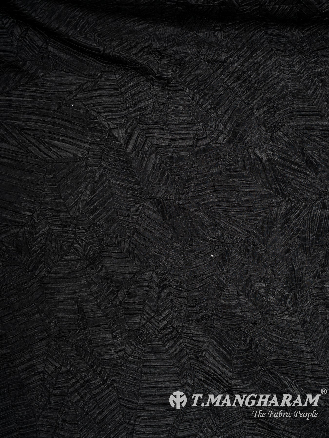 Black Embossed Satin Fabric - EB10083
