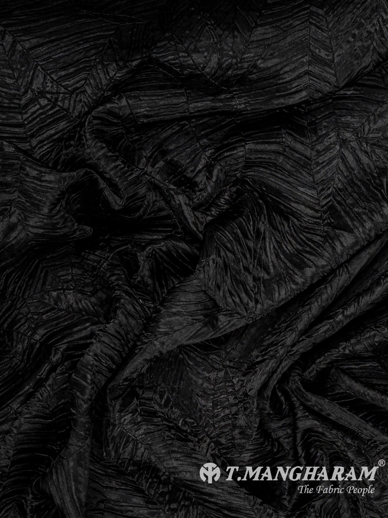 Black Embossed Satin Fabric - EB10083