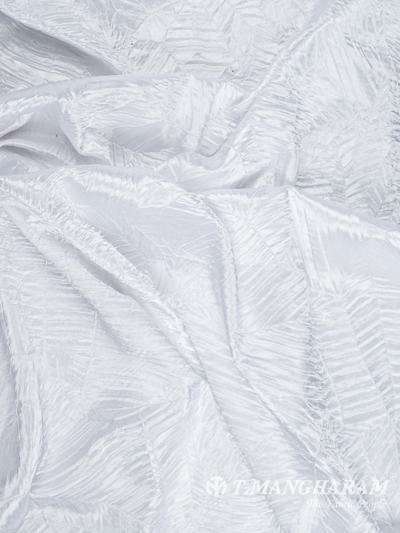 White Embossed Satin Fabric - EB10076