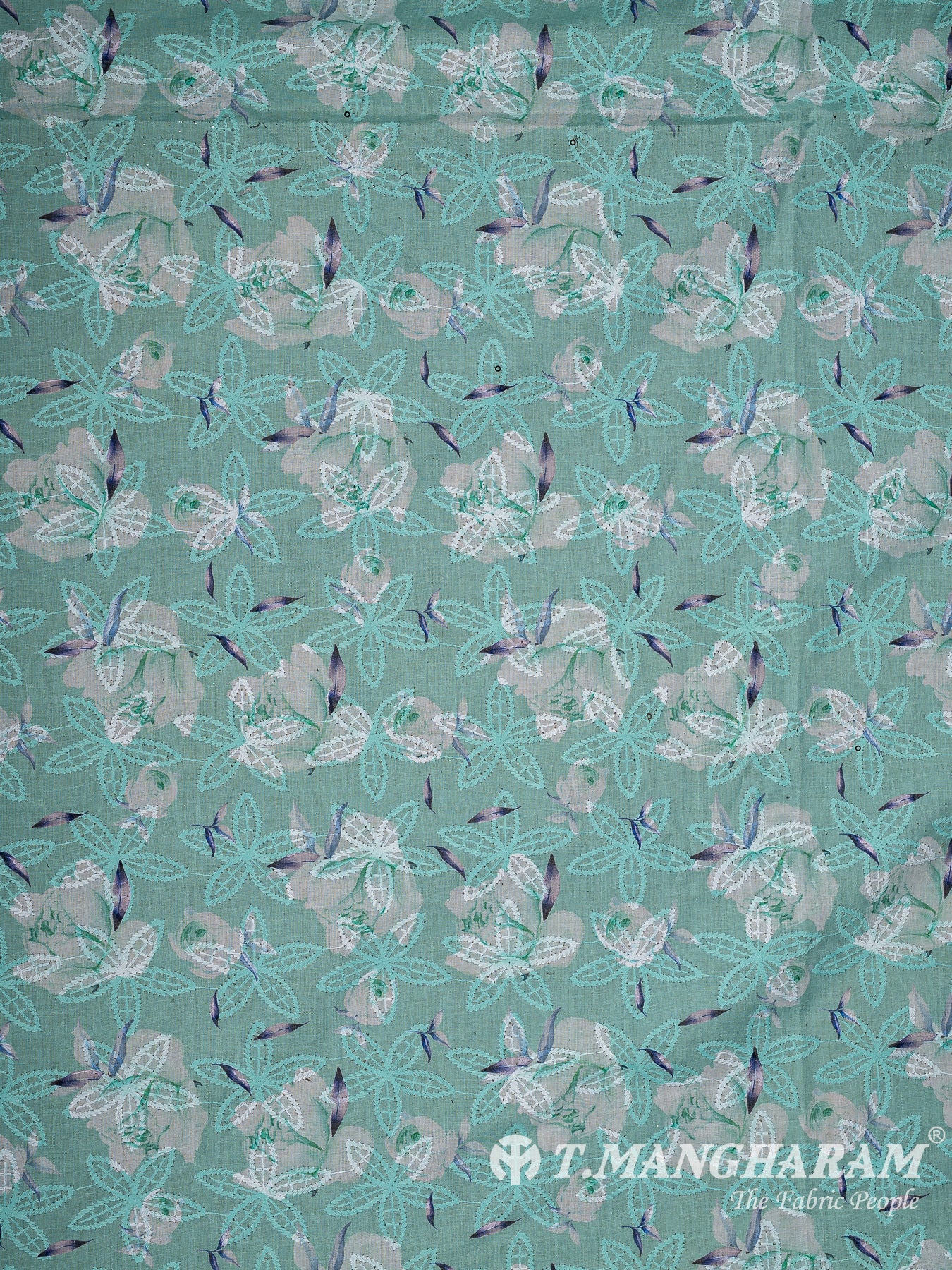 Green Cotton Embroidery Fabric - EB10203