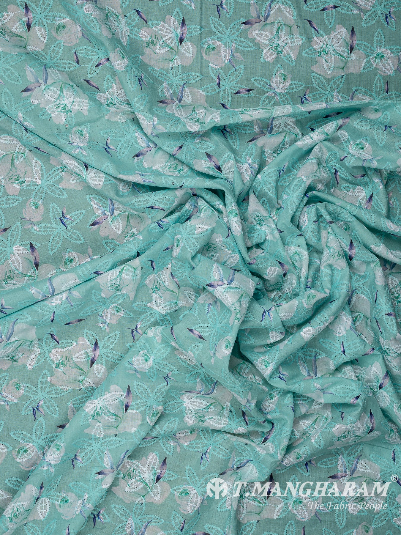 Green Cotton Embroidery Fabric - EB10203