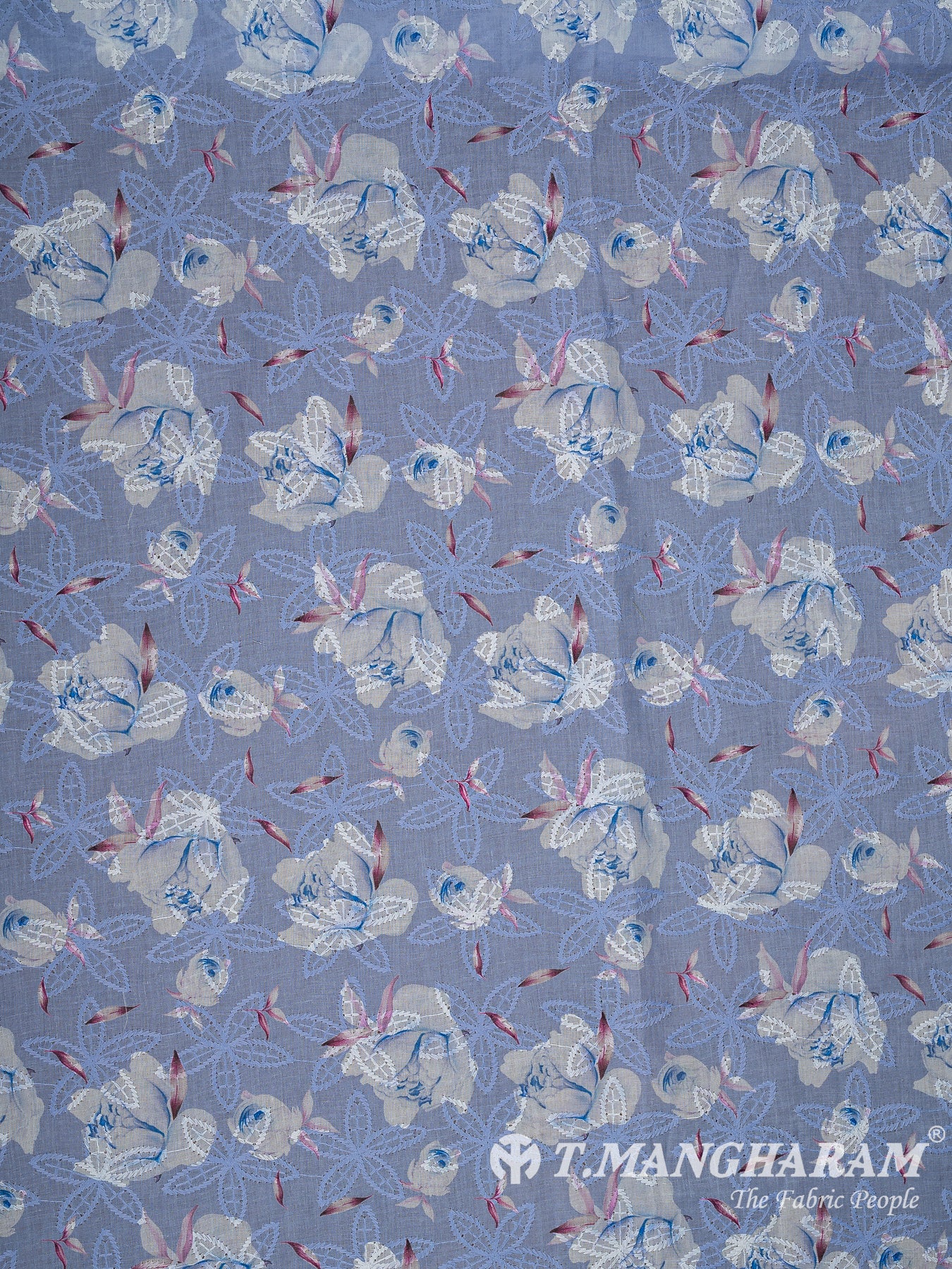 Violet Cotton Embroidery Fabric - EB10202