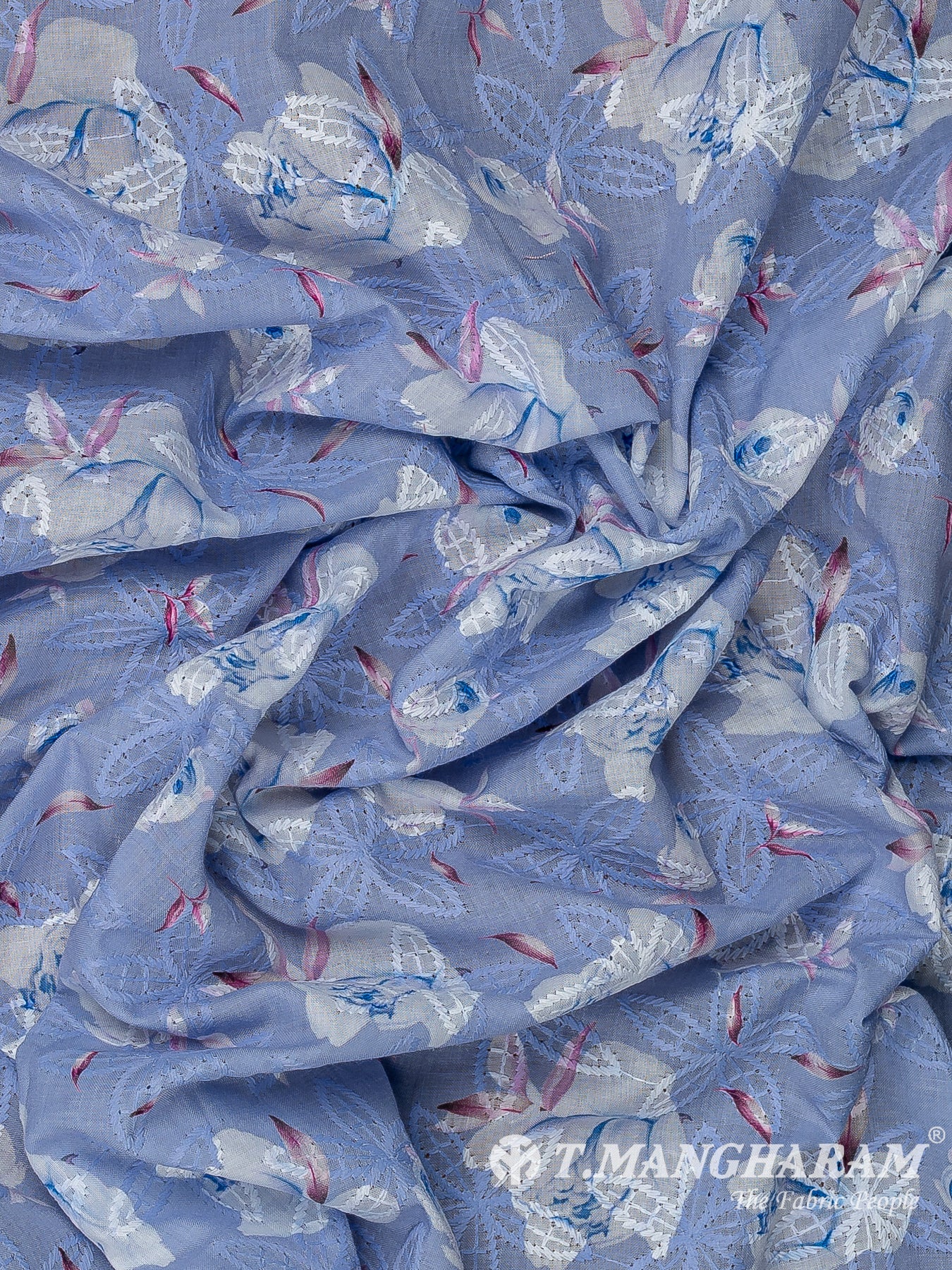 Violet Cotton Embroidery Fabric - EB10202