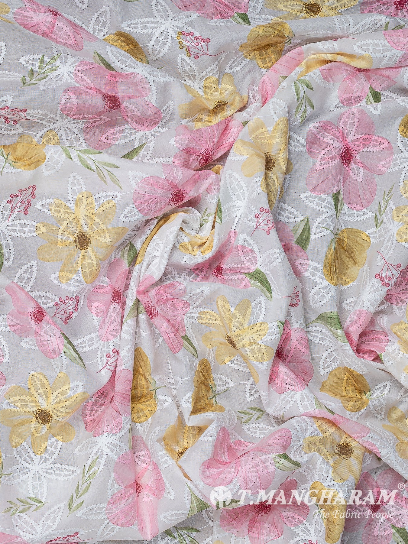 White Cotton Embroidery Fabric - EB10205