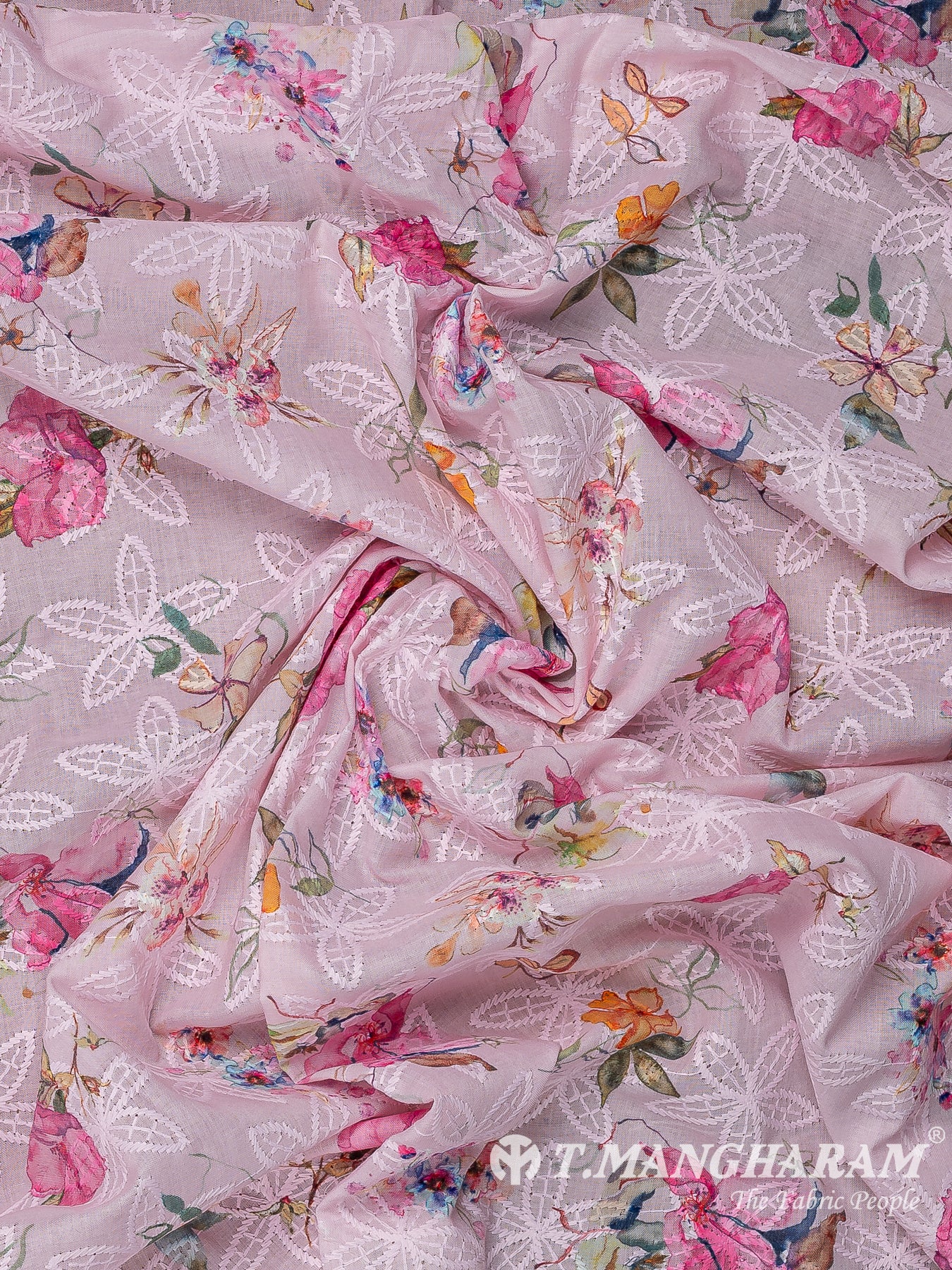 Pink Cotton Embroidery Fabric - EB10200