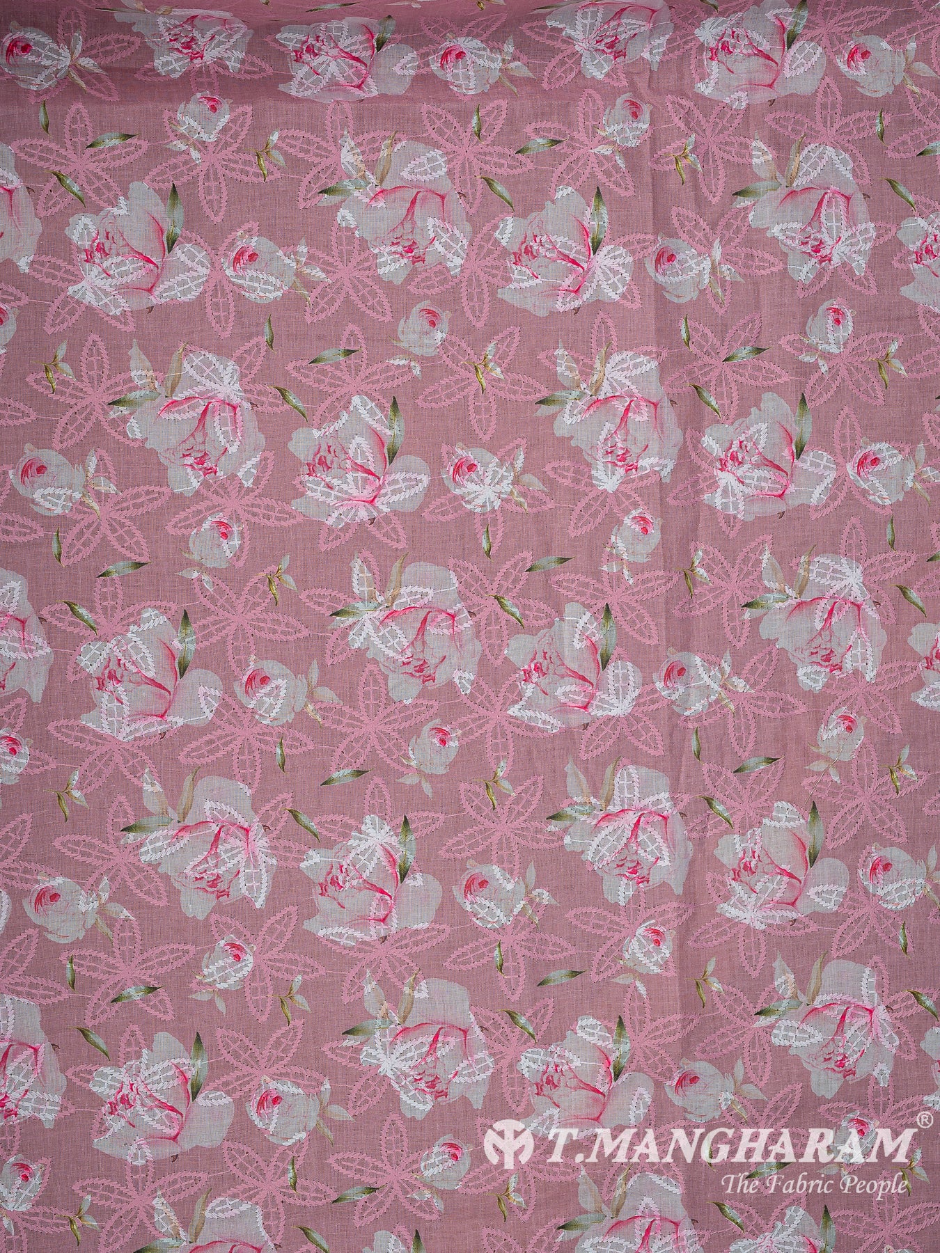 Pink Cotton Embroidery Fabric - EB10201