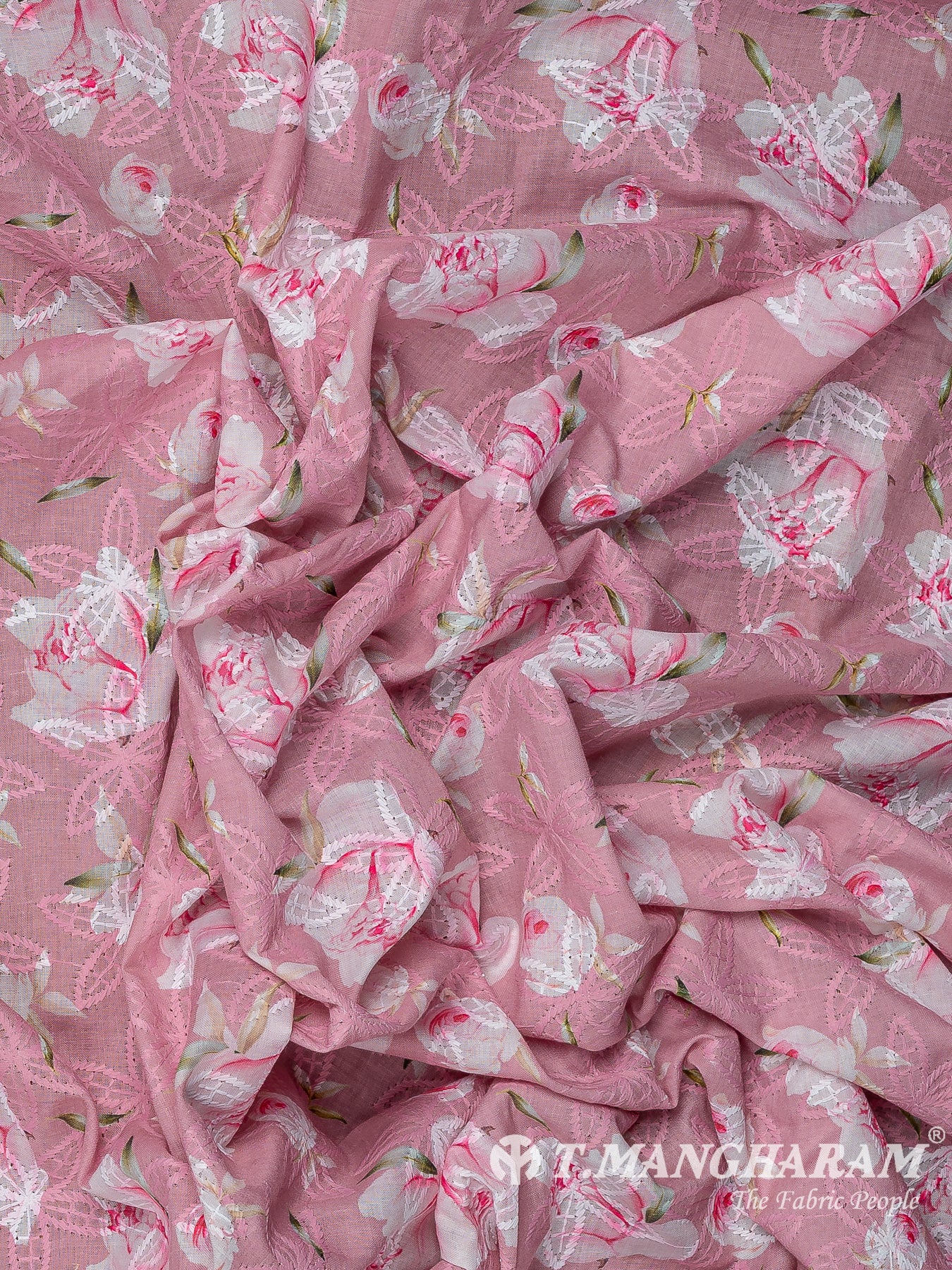 Pink Cotton Embroidery Fabric - EB10201