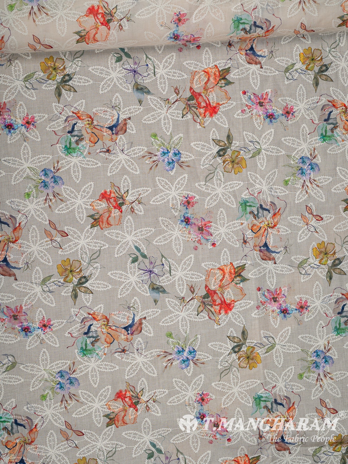Cream Cotton Embroidery Fabric - EB10199