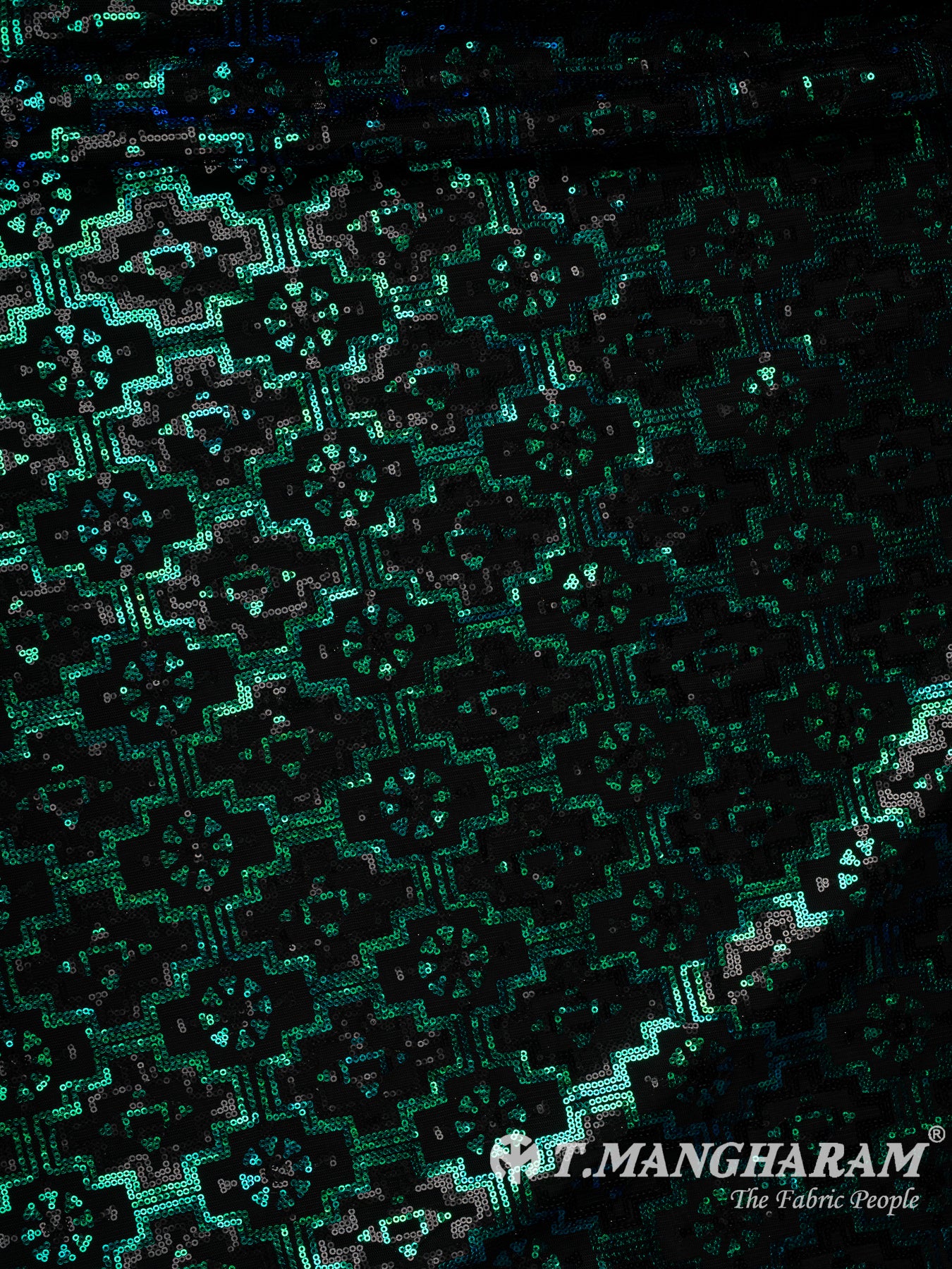 Green Sequin Fancy Net Fabric - EA3325