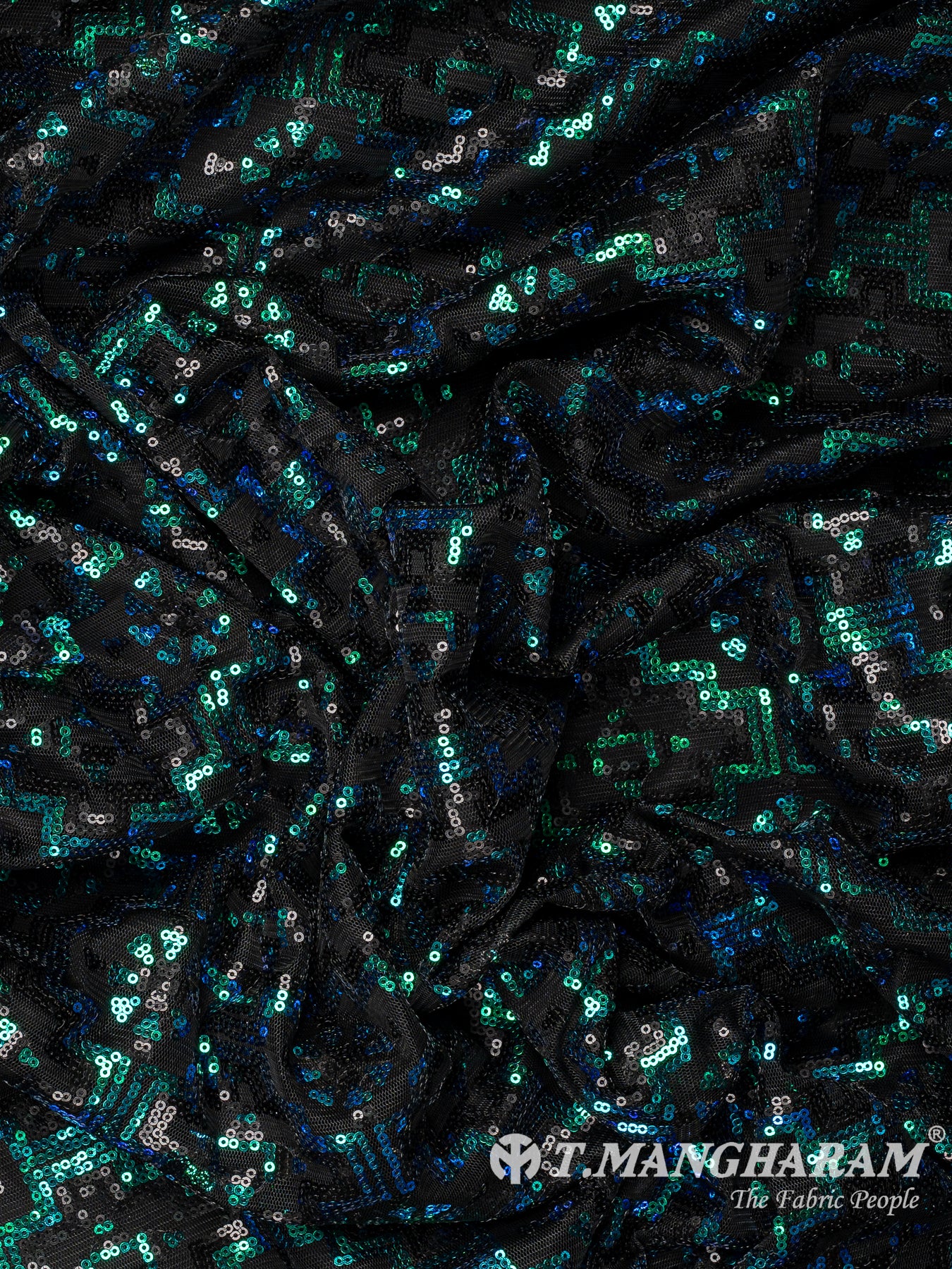 Green Sequin Fancy Net Fabric - EA3325