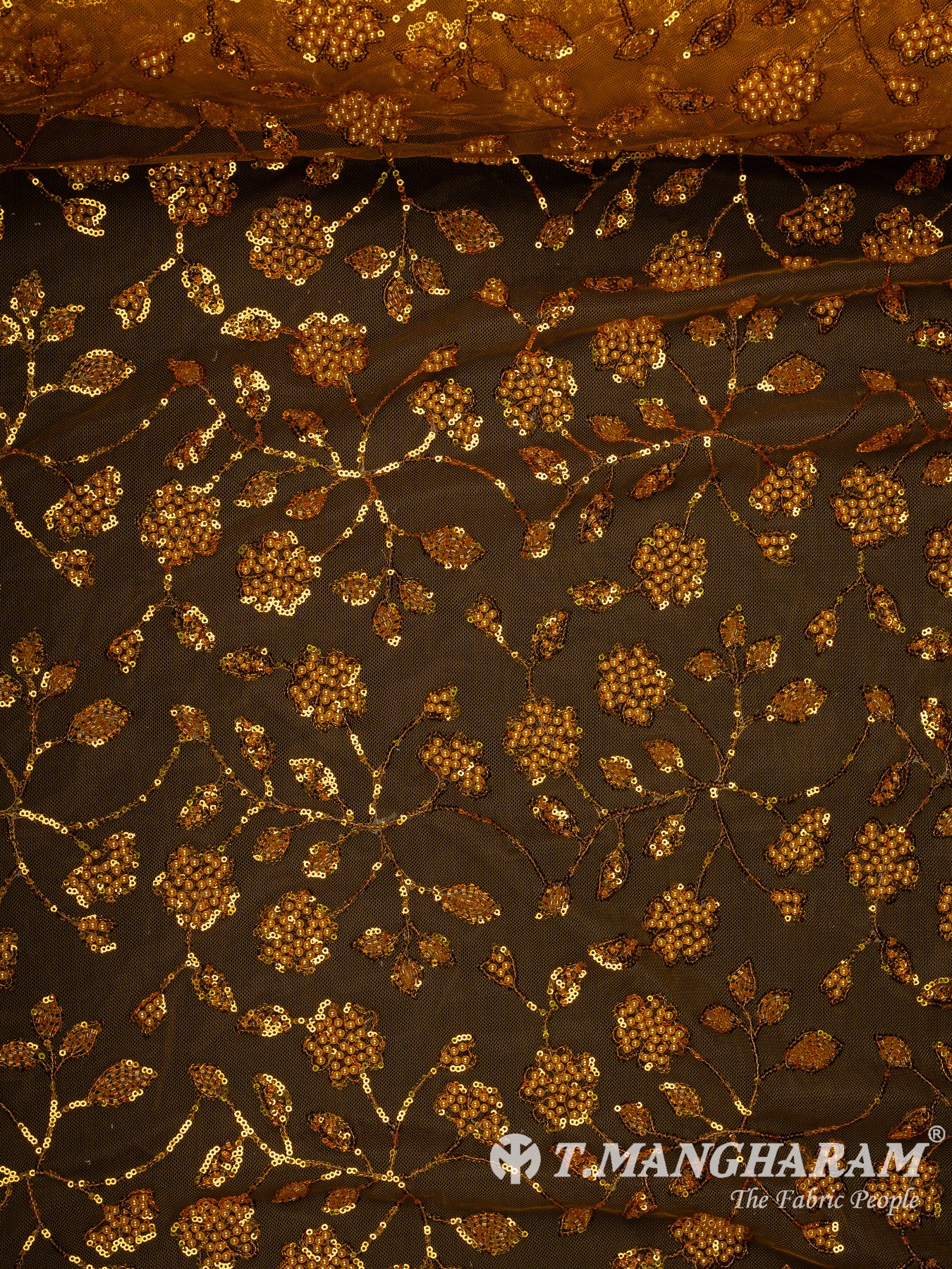 Mustard Yellow Fancy Net Fabric - EC13282