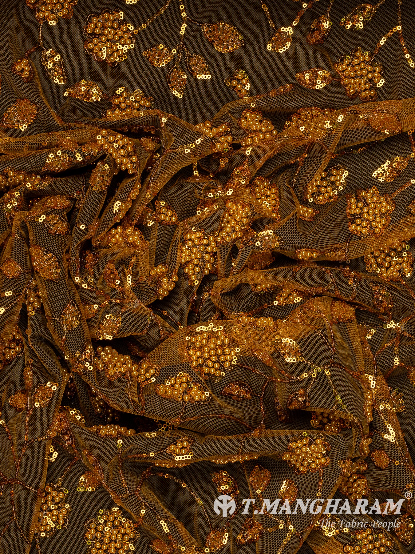 Mustard Yellow Fancy Net Fabric - EC13282