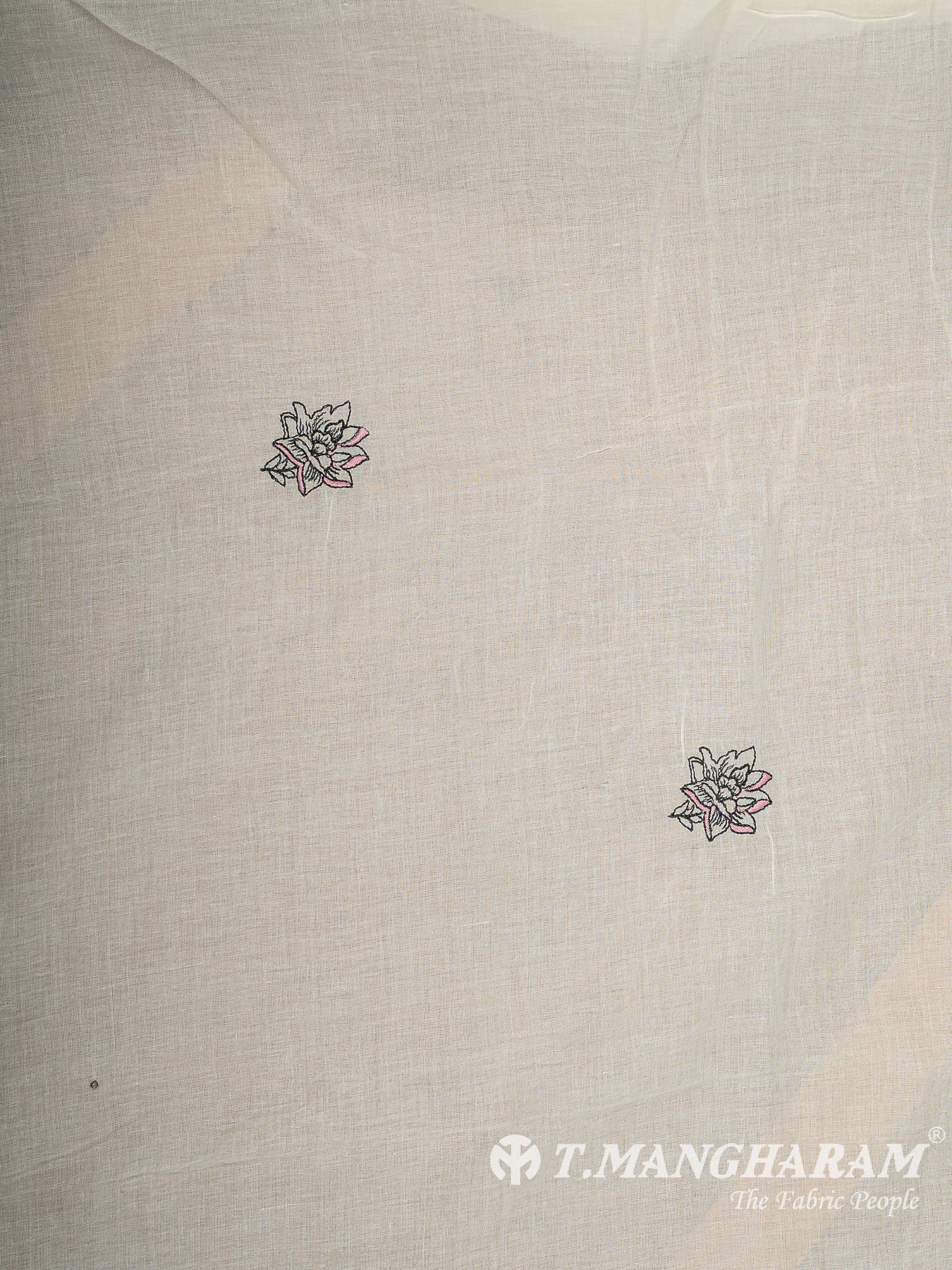 Cream Cotton Embroidery Fabric - EC12535