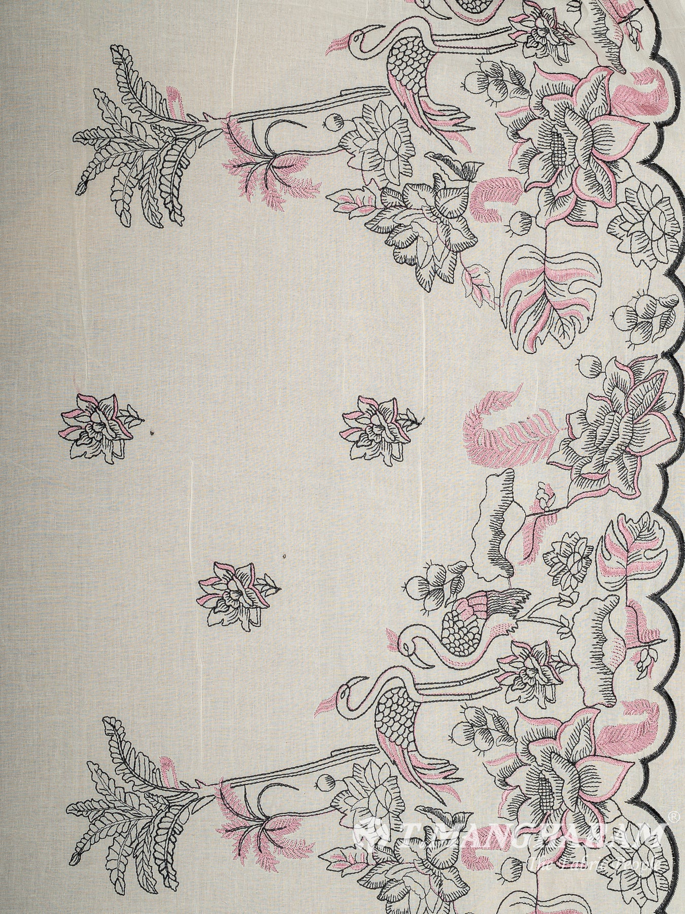 Cream Cotton Embroidery Fabric - EC12540