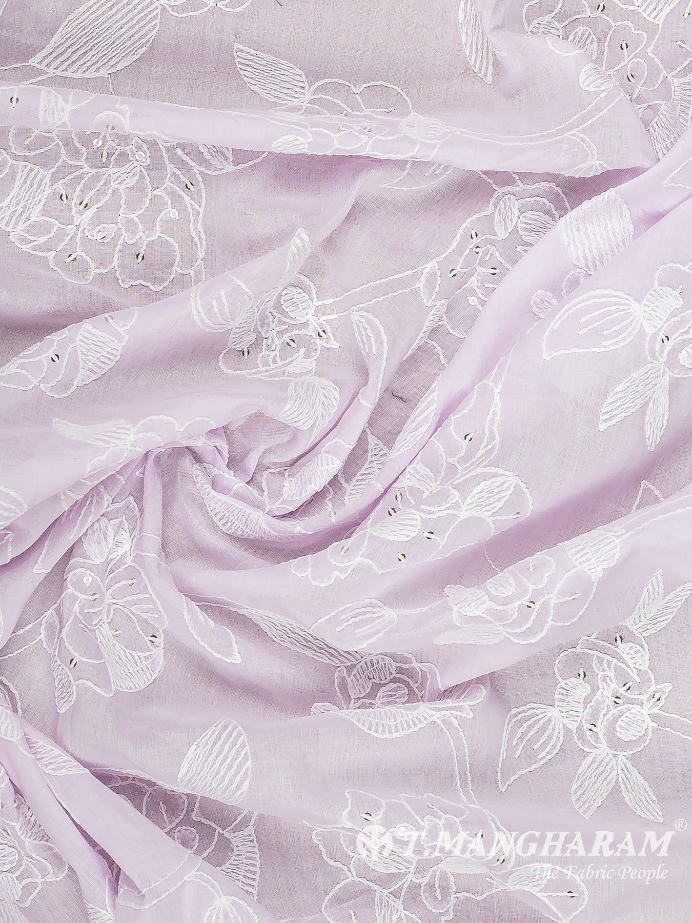 Violet Cotton Embroidery Fabric - EC12638