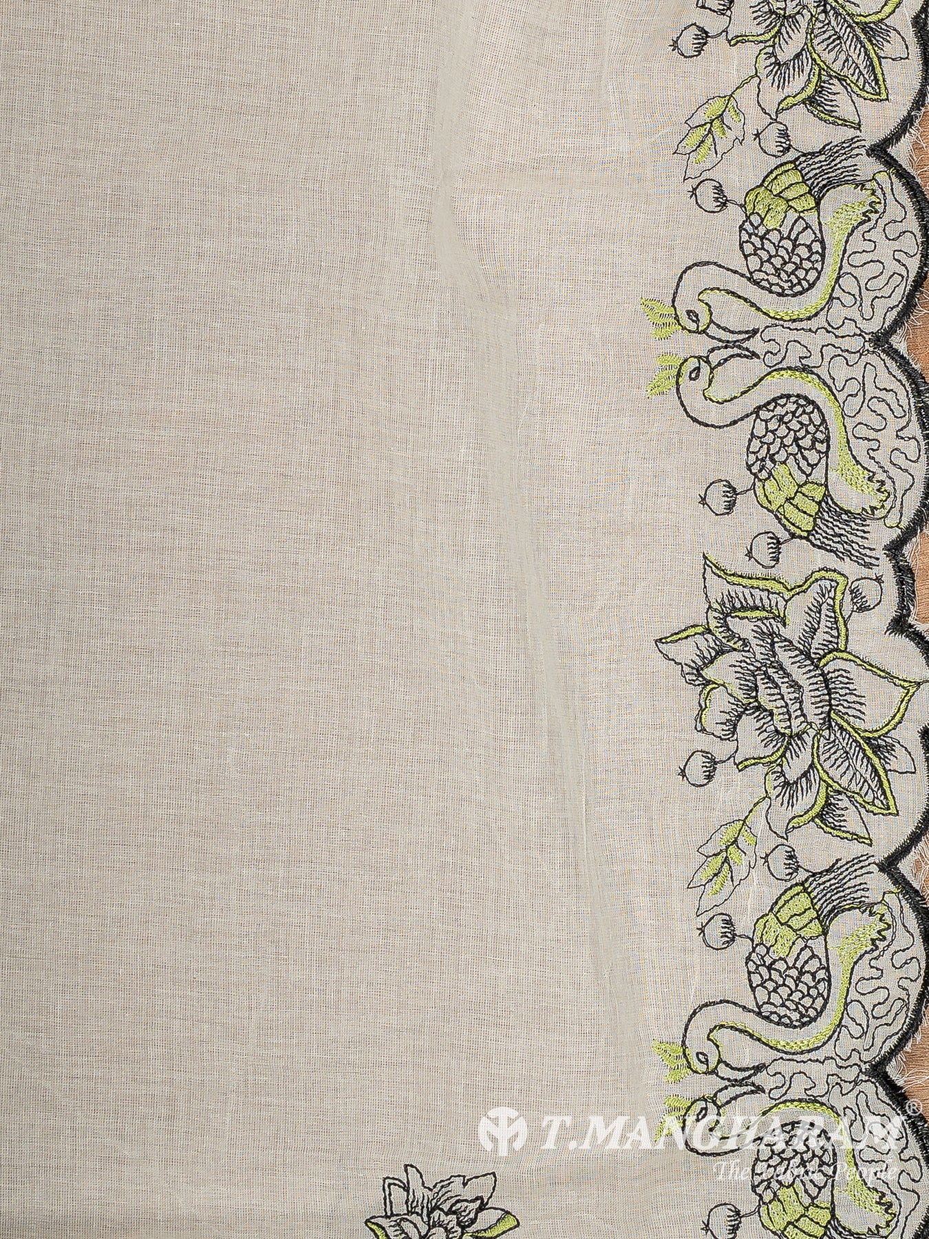 Cream Cotton Embroidery Fabric - EC12534
