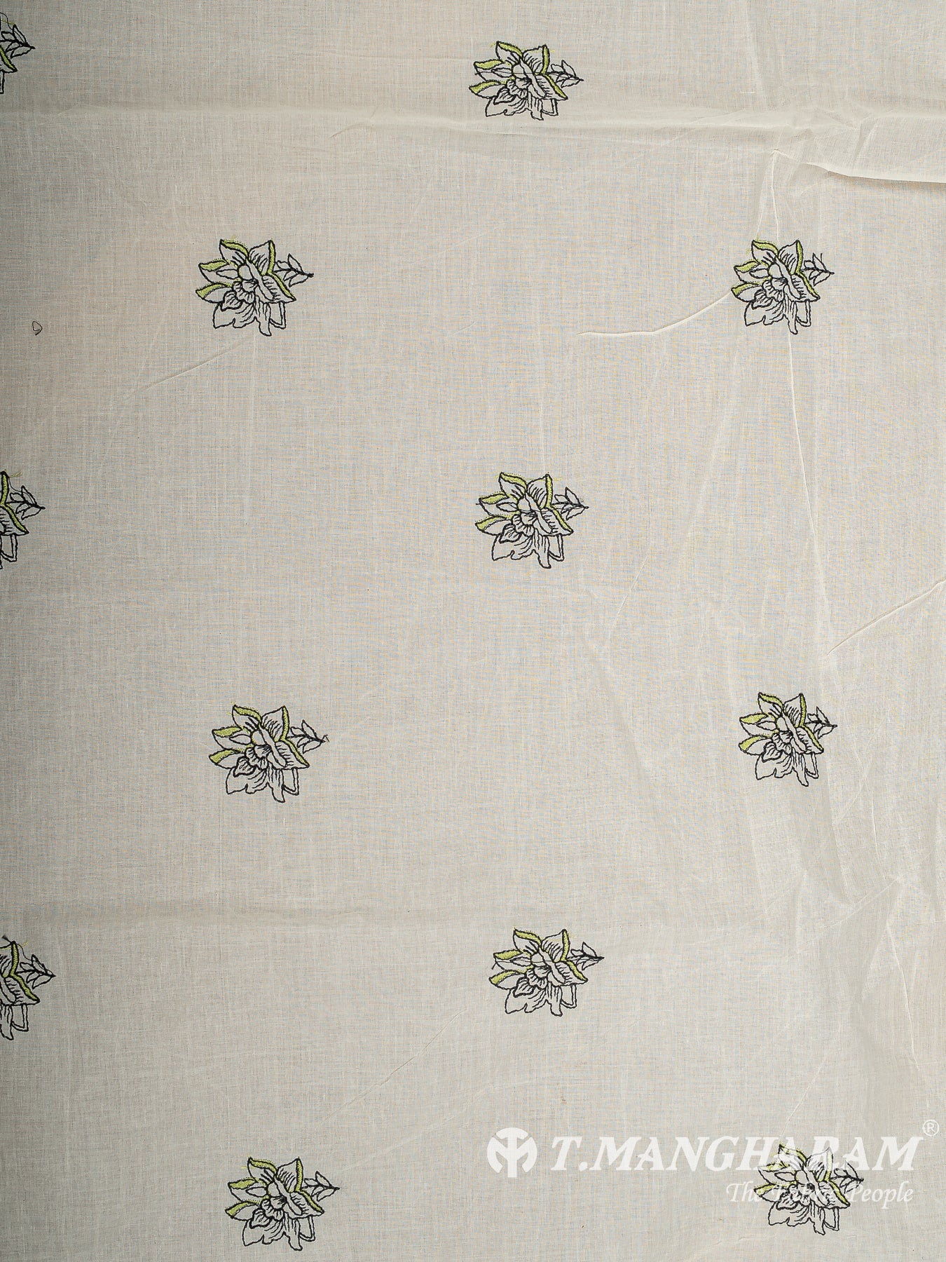 Cream Cotton Embroidery Fabric - EC12541