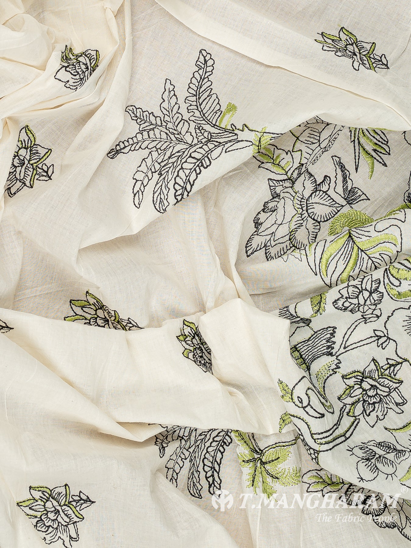 Cream Cotton Embroidery Fabric - EC12541