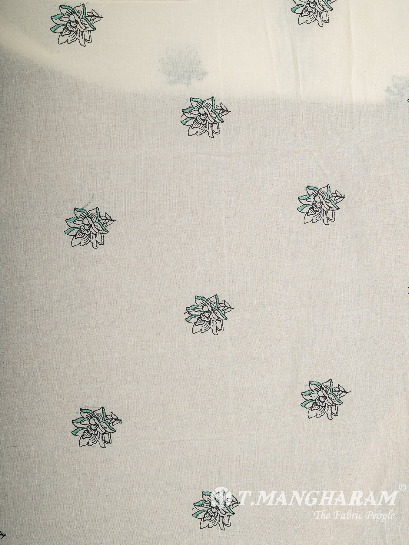Cream Cotton Embroidery Fabric - EC12538