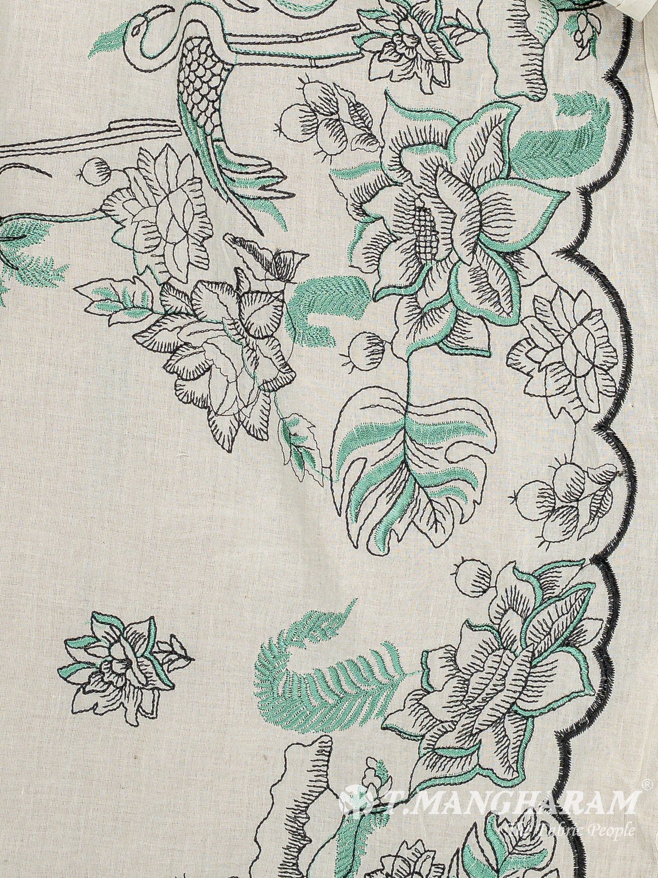 Cream Cotton Embroidery Fabric - EC12538
