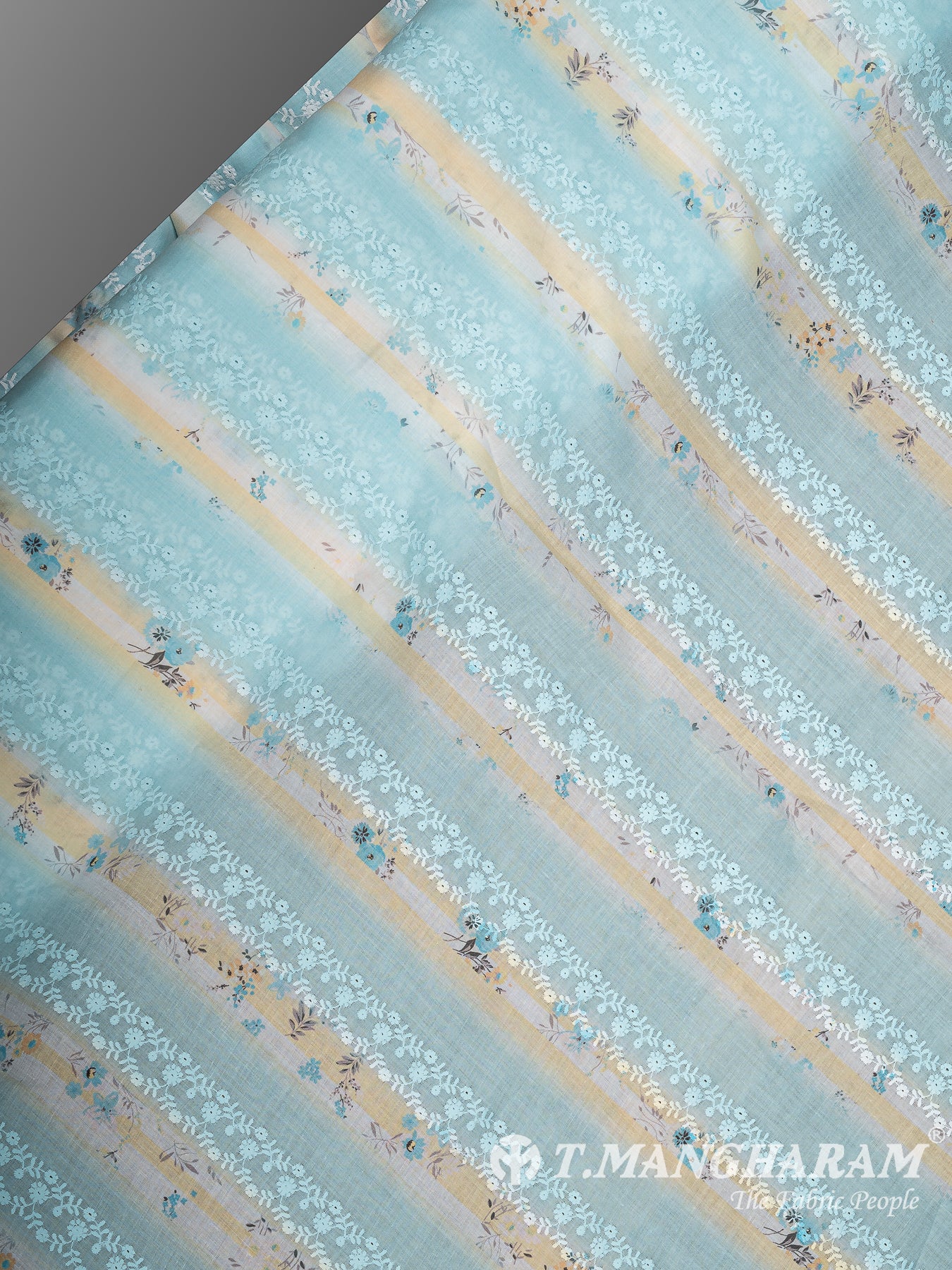 Blue Cotton Embroidery Fabric - EC14435